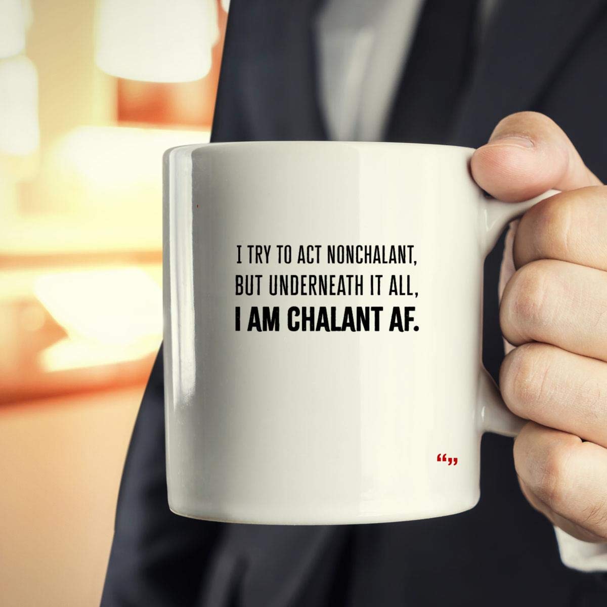 Funny Coffee Mug - Act Nonchalant But Chalant AF - Novelty Sports Joke Gift for Friends - Perfect for Office Humor & Coffee Lovers