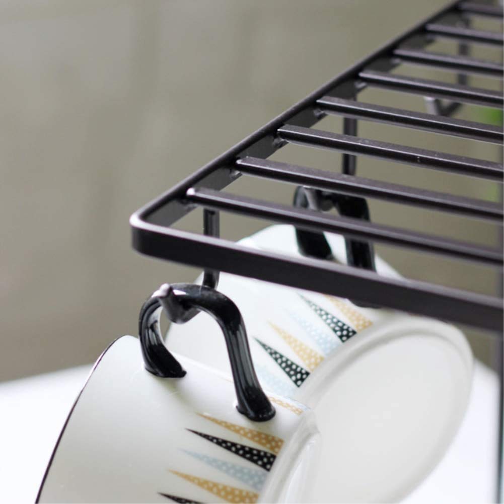 Craftize Mstore 6-Hook Iron Mug Dish Rack Holder - Black Countertop Coffee Cup Organizer for Kitchen Cabinet | Perfect for Displaying Mugs, Cups & Utensils in Home, Cafe or Office