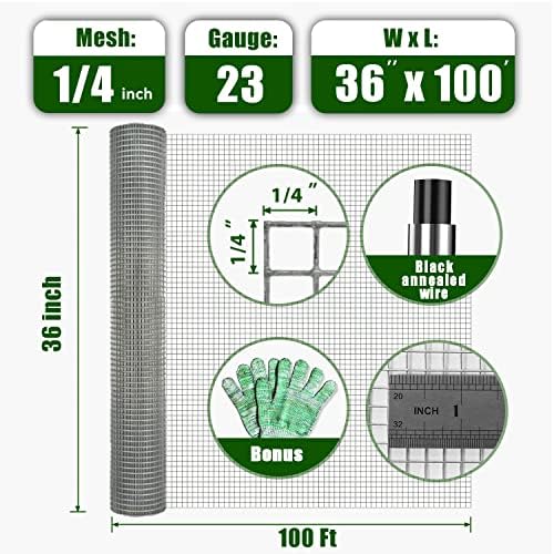 1/4 Inch 23 Gauge Galvanized Hardware Cloth - 36