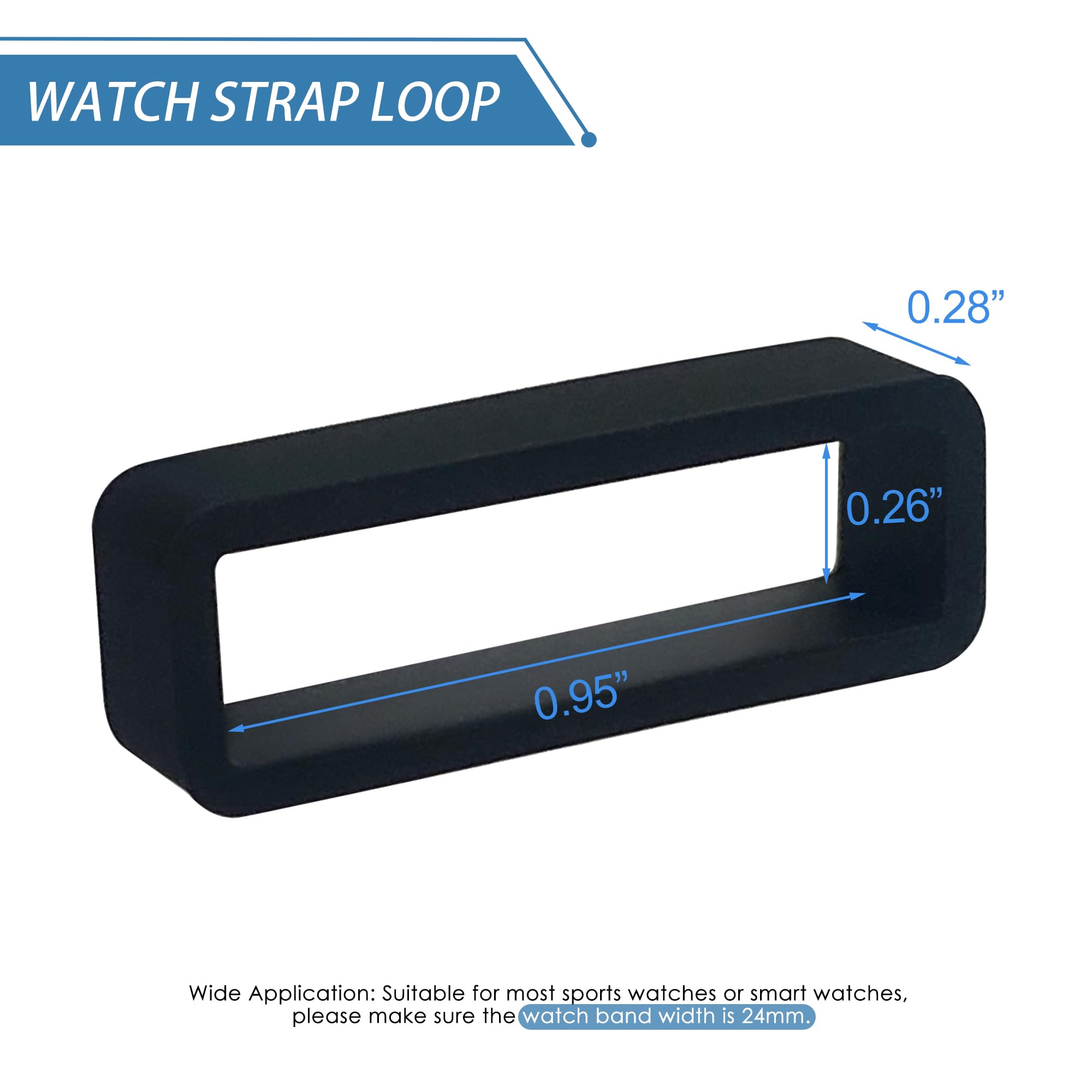 Black 24mm Watch Strap Loop 4-Pack - Replacement Band Keeper for Secure Fit