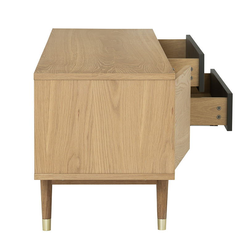 Houston Entertainment TV Stand 200cm - Modern Natural & Grey Wood Media Console for Living Room, Bedroom, Home Theater Setup