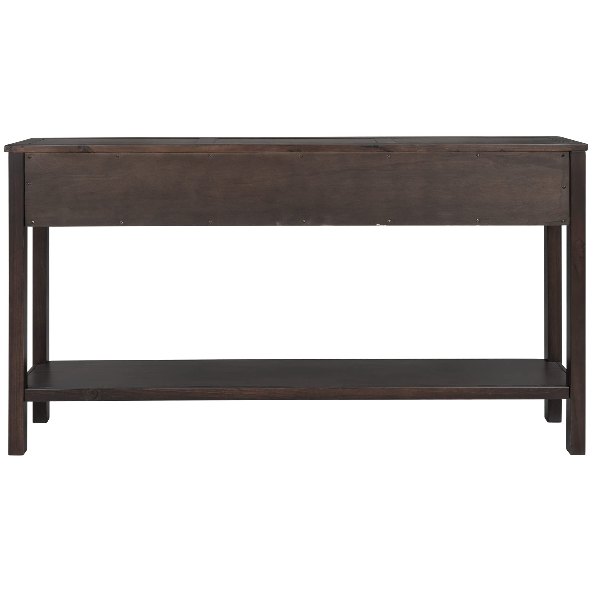 Distressed 4-Drawer Entryway Console Table with Open Shelf - Solid Wood Frame, 220lbs Capacity - 60