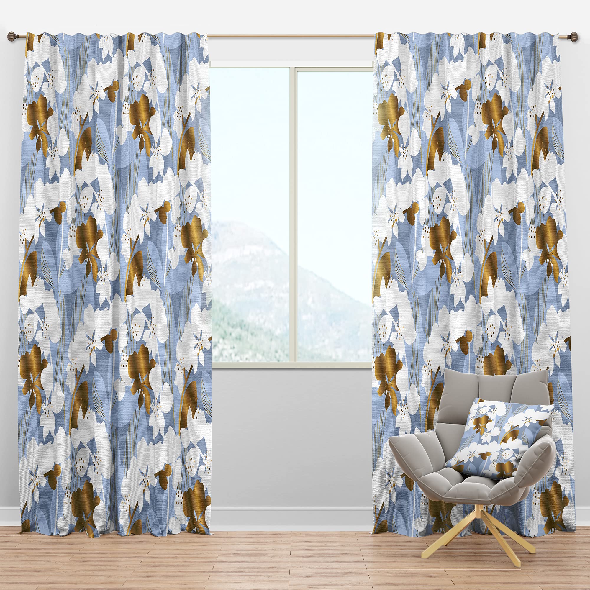 DesignQ Blackout Curtains - Thermal Insulated Single Panel (52x63 Inch) - Orchid Blossom Pattern for Bedroom & Living Room - Light Blocking & Energy Saving Window Drapes for Better Sleep & Temperature Control