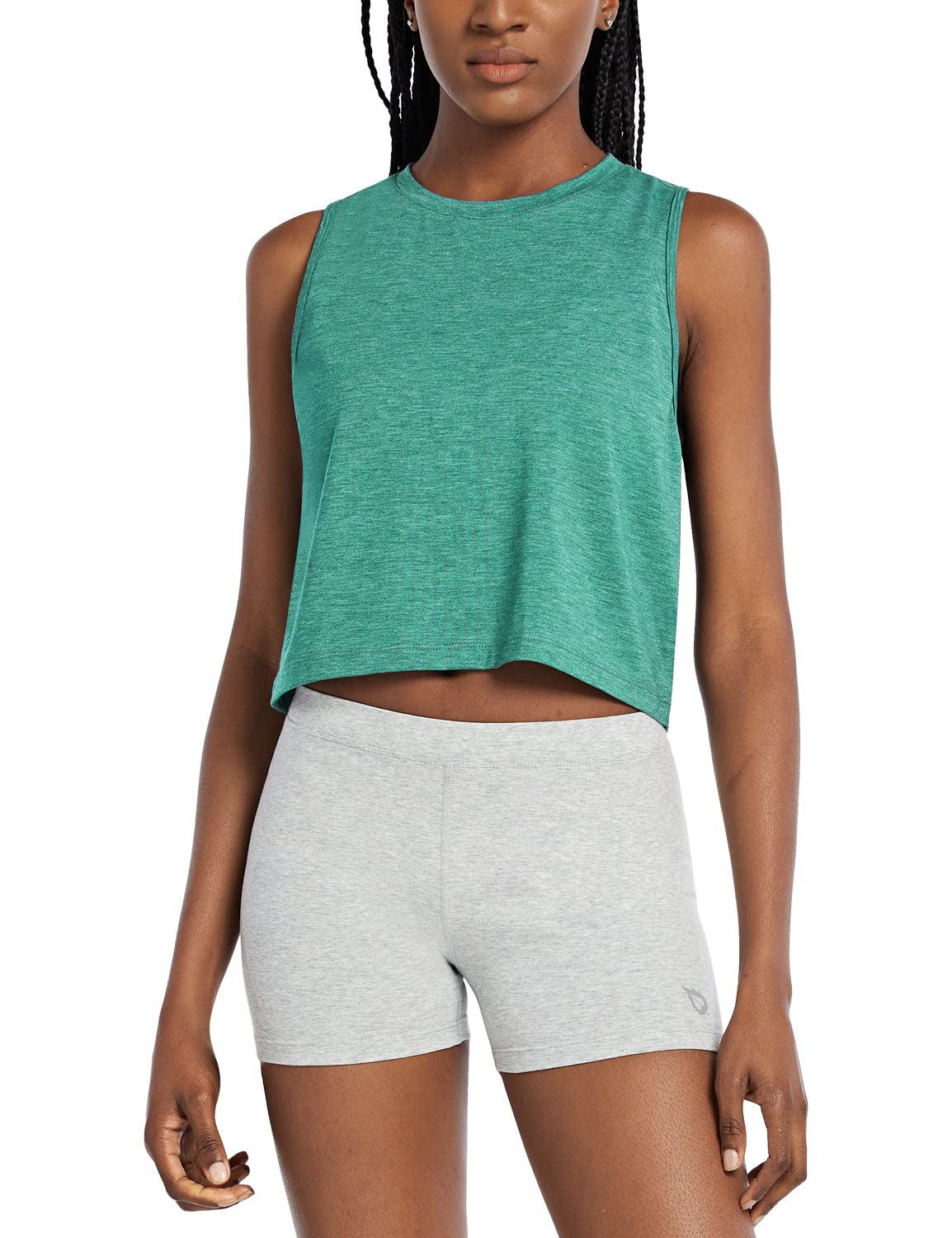 BALEAF Women's Cropped Workout Tank Top - Breathable Athletic Gym Shirt for Yoga, Running & Fitness Training
