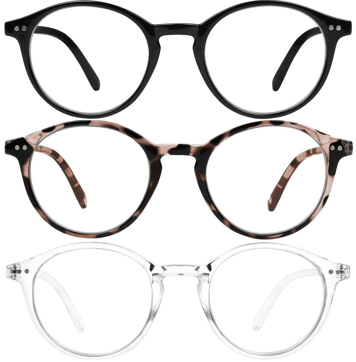 Blue Light Blocking Glasses for Men & Women - Anti Eyestrain Computer Glasses with Round Frame - UV Protection & Blue Light Filter for Screen Time, Gaming & Office Work