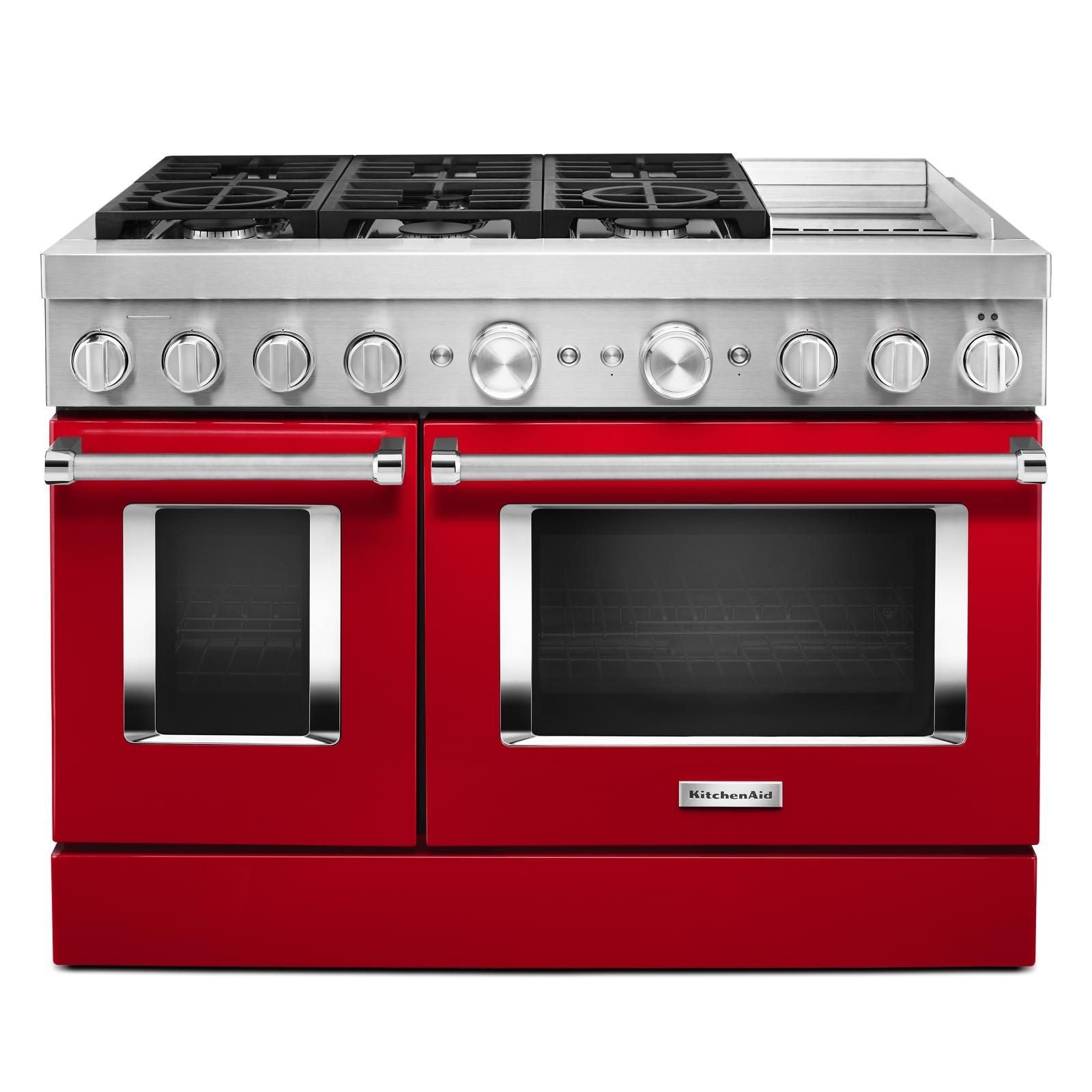 KitchenAid KFDC558JPA 6.3 Cu. Ft. Dual Fuel Freestanding Range in Passion Red - Smart Oven with Convection Baking & Air Fry - Perfect for Home Chefs & Modern Kitchens