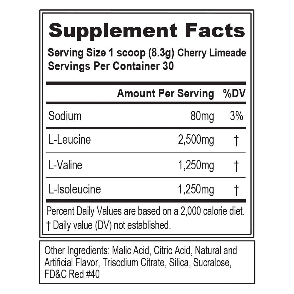 EVLUTION EVL BCAA Amino Acids Powder - 5g Branched Chain Amino Acid Supplement for Men & Women - Post Workout Recovery Drink, Stimulant-Free Pre Workout Energy - Cherry Limeade Flavor - Ideal for Muscle Recovery, Gym Performance & Fitness Enthusiasts