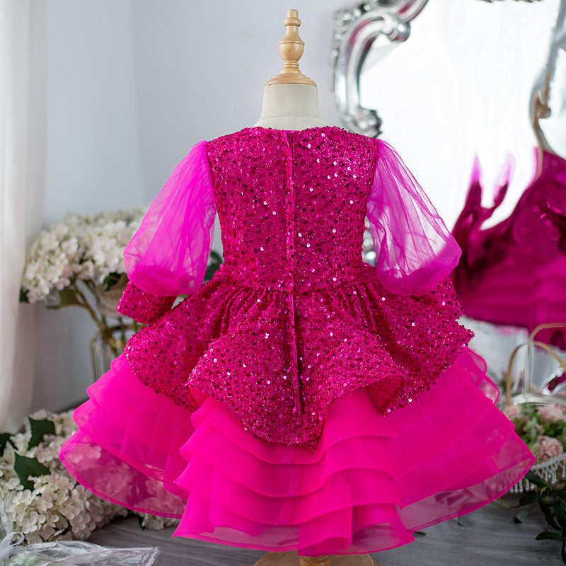 Elegant Baby Girls Sequined Tulle Puff Sleeve Tutu Ball Gowns - Princess Party Dress for Toddlers, Birthday, Photo Shoot & Special Occasions
