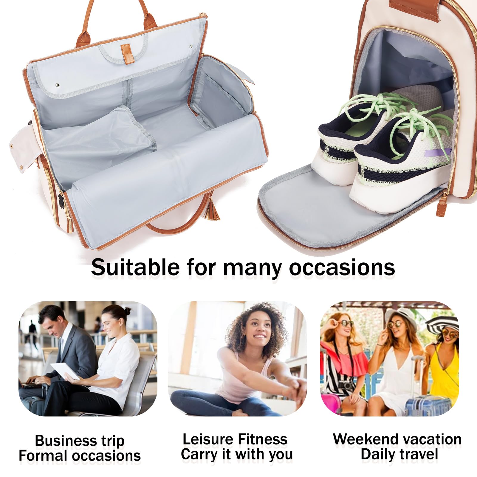 Convertible Carry On Garment Bag for Travel - 2-in-1 Hanging Duffle Bag with Shoe Compartment for Men & Women | Perfect for Business Trips, Weddings & Airplane Travel