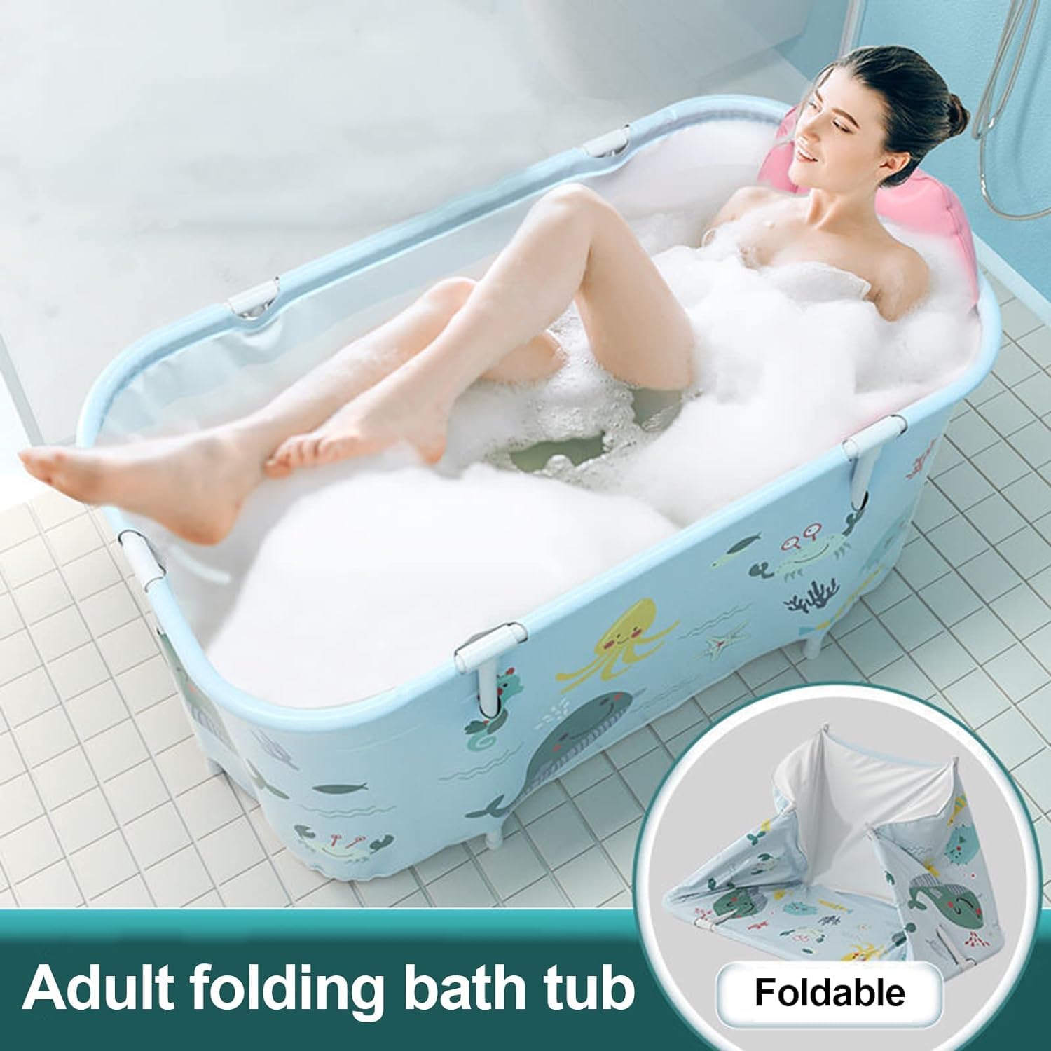Luteti Portable Foldable Bathtub for Adults - Lightweight Spa Tub with Insulated Temperature Retention for Hot & Cold Therapy - Perfect for Home Relaxation, Muscle Recovery, and Small Spaces - Great for Stress Relief, Meditation, Yoga, Hydrotherapy & Apartment Bathing - Ideal Gift for Spa Lovers - Use in Apartments, Small Bathrooms, Home Spas & Post-Workout Recovery