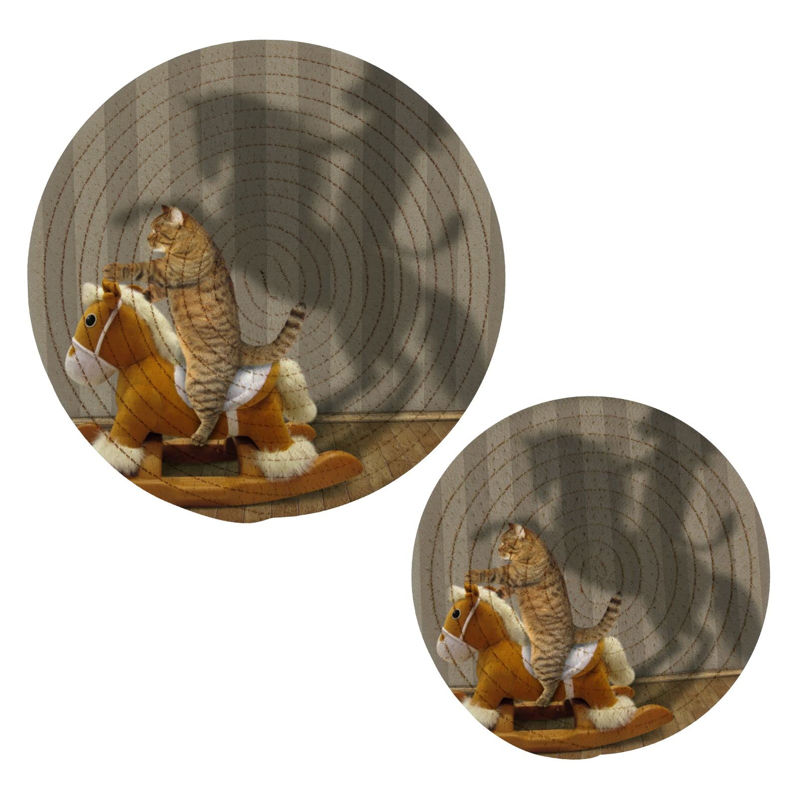 Heat Resistant Cat Lion Shadow Pot Holders & Trivets Set of 2 - Cute Cotton Woven Kitchen Trivet Mats for Hot Pans, Bowls & Teapots - Perfect for Kitchen Decor & Protecting Countertops from Heat Damage