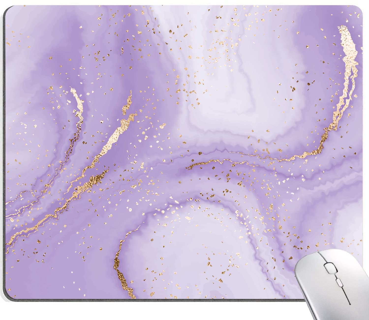 Premium Purple Marble Mouse Pad - Non-Slip Rubber Base, Washable Square Cloth Gaming Mousepad for Office & Laptop - Ergonomic Desk Accessory for Wireless Mouse, Perfect for Work, Gaming & Home Office Setup