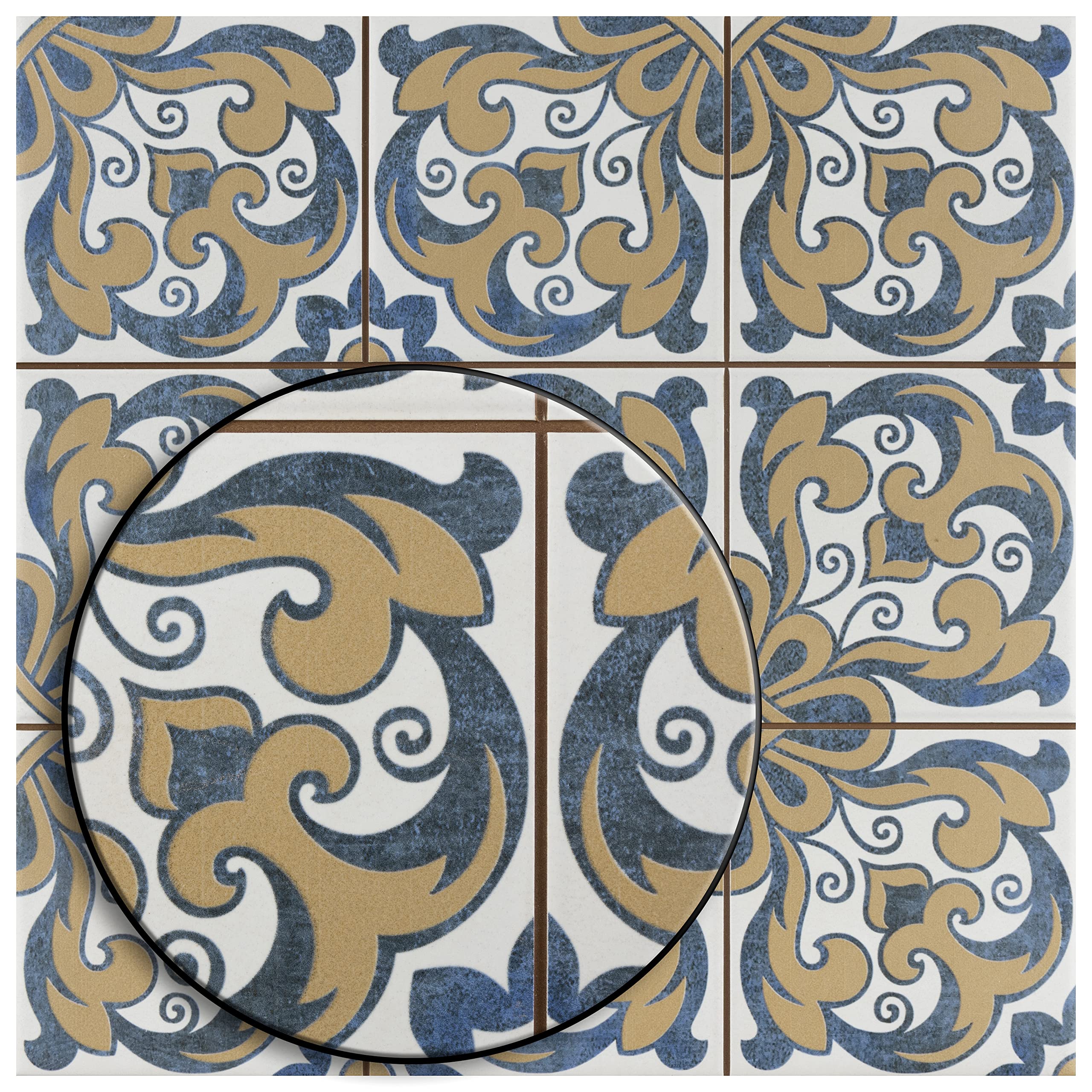 Merola Tile Harmonia Royal Bloom 13x13 Inch Ceramic Floor and Wall Tile - Perfect for Bathroom, Kitchen Backsplash & Living Room Decor