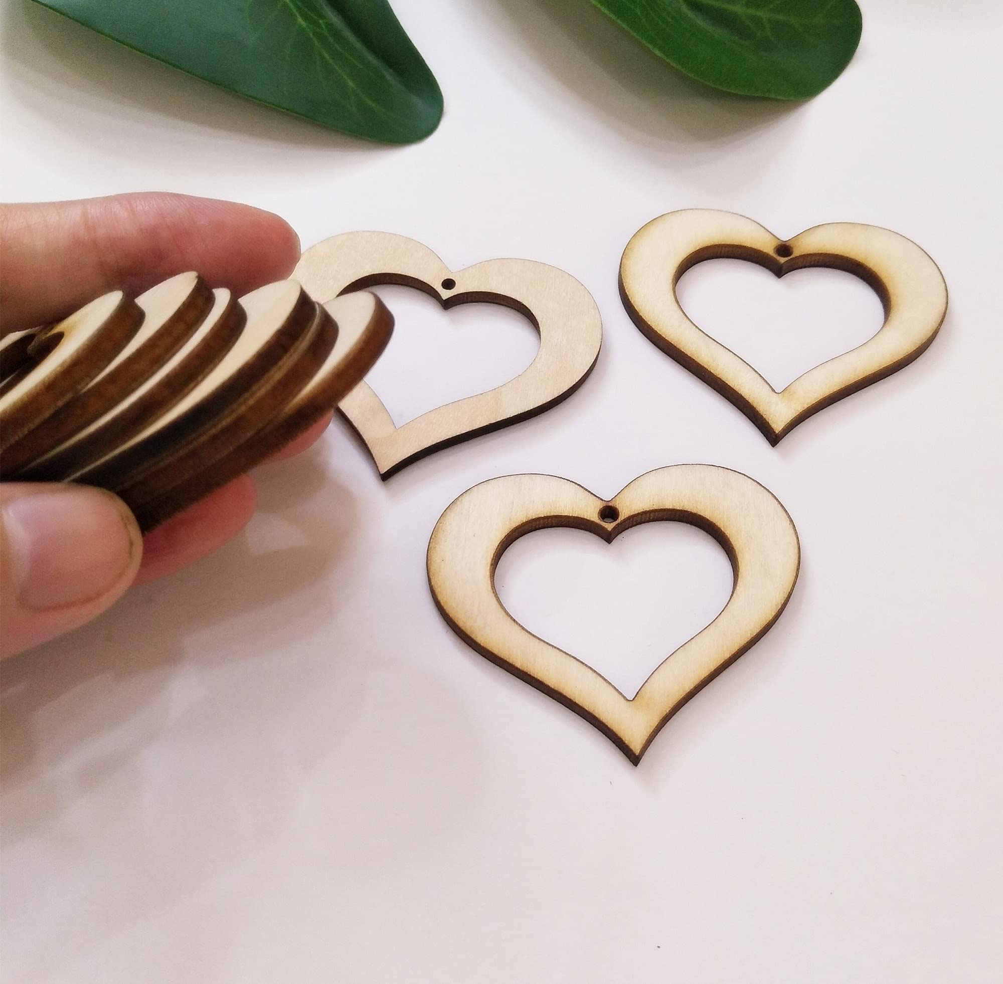 30PCS Heart Hollow Frames Wood Earring Blanks for DIY Jewelry Making - Unfinished Wood Cutouts for Dangle Earrings (2 Inch) - Perfect for Valentine's Day Crafts, Handmade Gifts, and Boho Style Accessories
