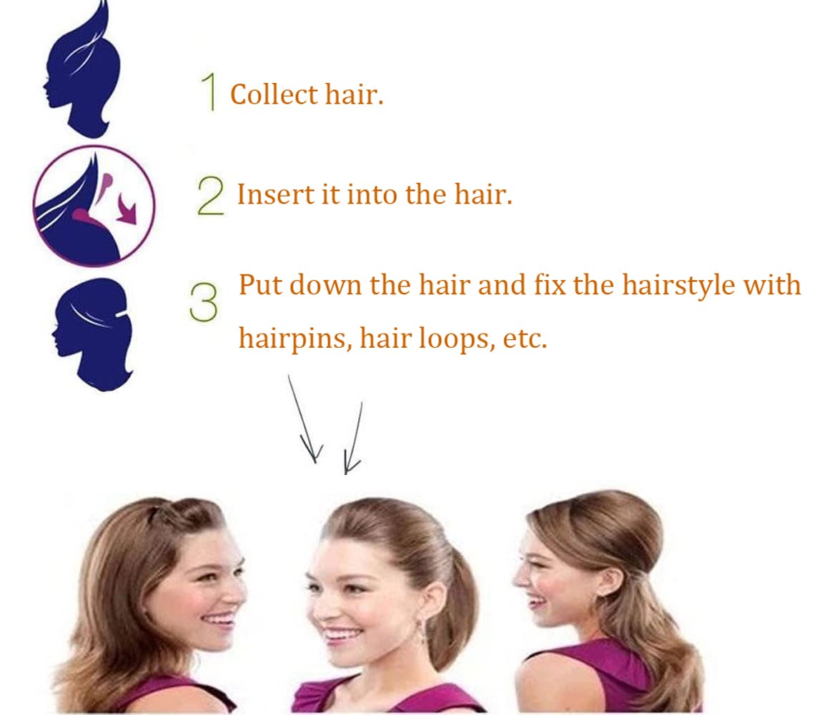 Erioctry Dark Brown Hair Bun Comb - High Heat Resistant Fiber & Plastic Teeth, 10cm Invisible Hair Grip for Women | Wedding, Party & Everyday Hairstyles (Perfect for Updos, Ponytails & Quick Styling)