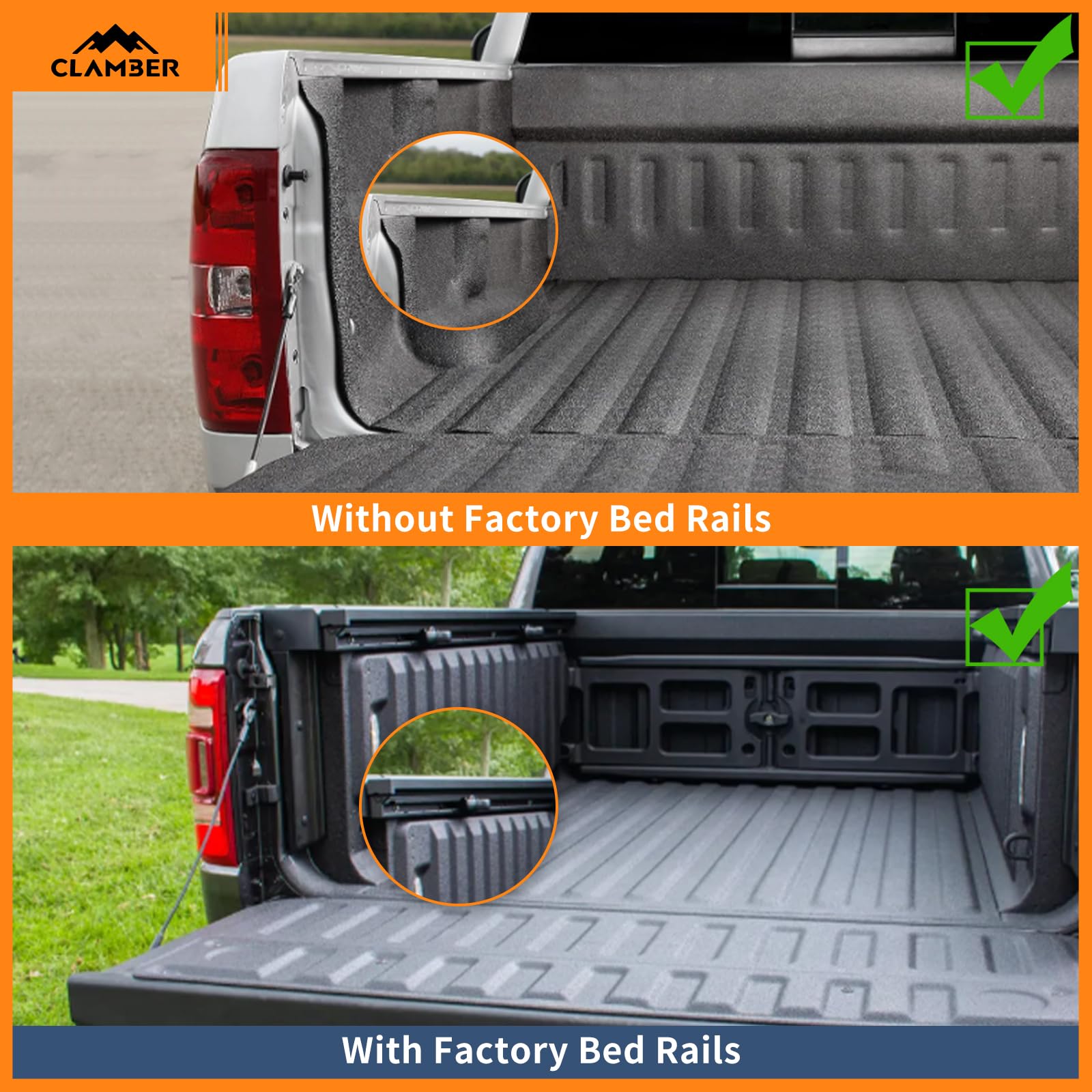 CLAMBER Adjustable Roll Bar for Full-Size Pickup Trucks - Sport Bar Chase Rack with LED Brake Lights - Compatible with Ford F-150, Chevy Silverado, GMC Sierra, Ram 1500, Nissan Titan XD, Toyota Tundra - Perfect for Off-Roading & Truck Bed Organization