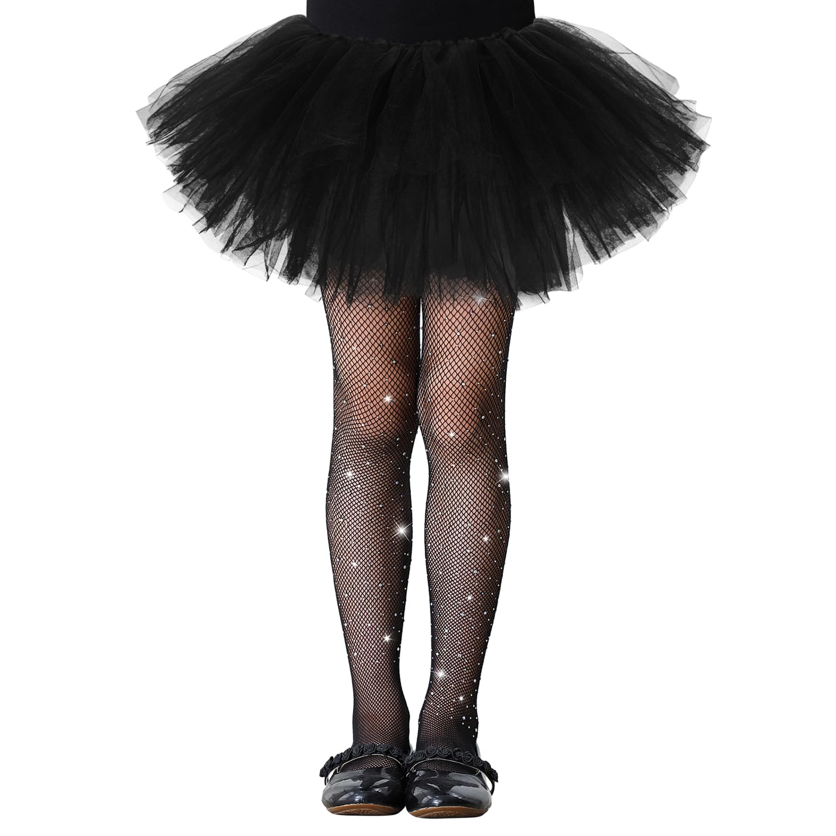 Century Star Girls Fishnet Stockings with Rhinestones - Sparkly Glitter Tights for Toddlers & Kids | Perfect for Halloween Costumes, Dance Performances & Party Outfits