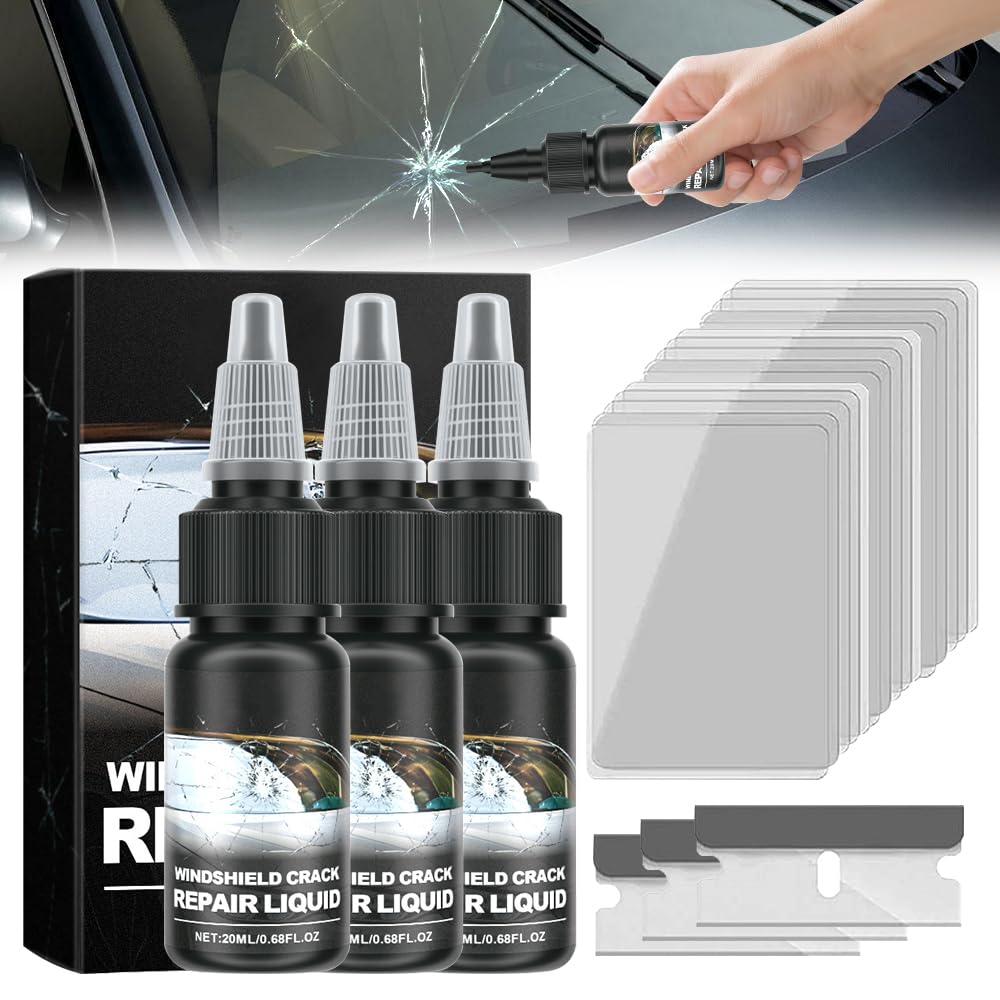 2024 Car Windshield Repair Kit - Professional Glass Crack & Chip Repair Fluid for Automotive Windscreen - Quick Fix for Chips, Cracks & Bullseyes - Perfect for DIY Car Maintenance & Roadside Emergencies (2-Pack)