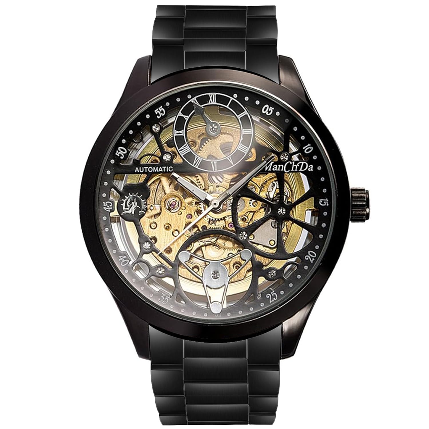 ManChDa Automatic Skeleton Mechanical Watch for Men - Waterproof Stainless Steel Wristwatch with Date Display | Dress, Business & Casual Wear | Perfect Gift for Him