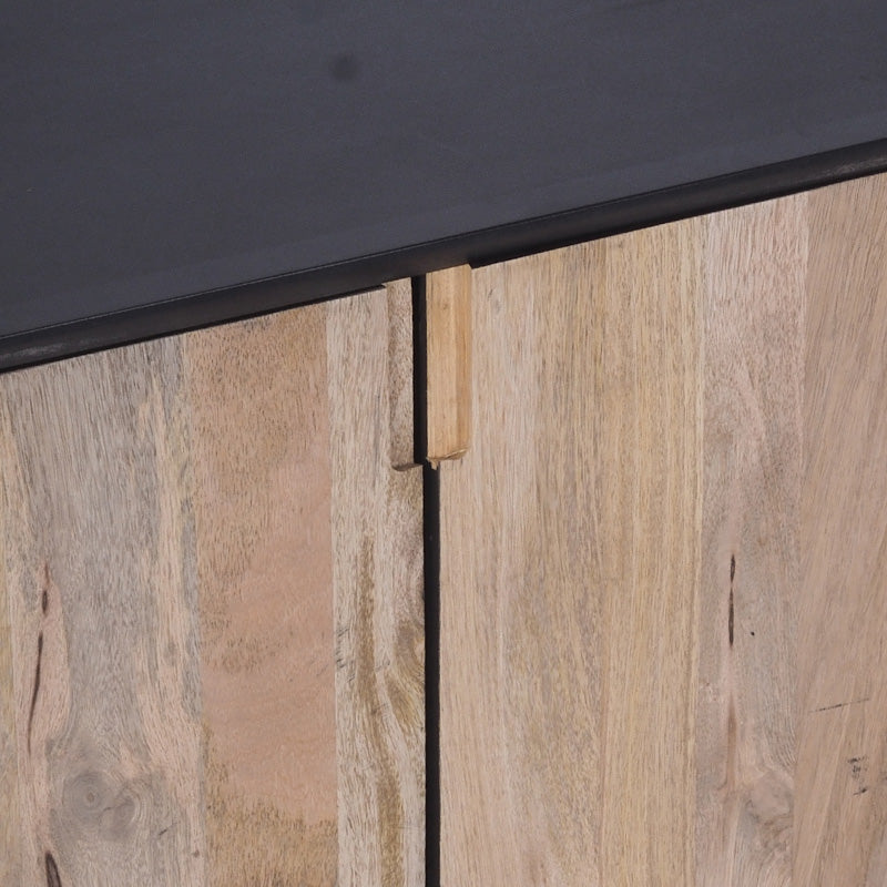 RADLEY 180 cm Solid Mango Wood Sideboard - Natural & Black Finish for Living Room, Dining Room, or Hallway Storage