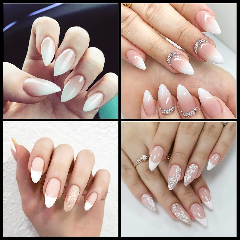 600Pcs Clear Acrylic Nail Tips - Stiletto French Fake Nails with Storage Box (12 Sizes) for DIY Nail Art - Perfect for Salon, Home Manicure & Nail Extension