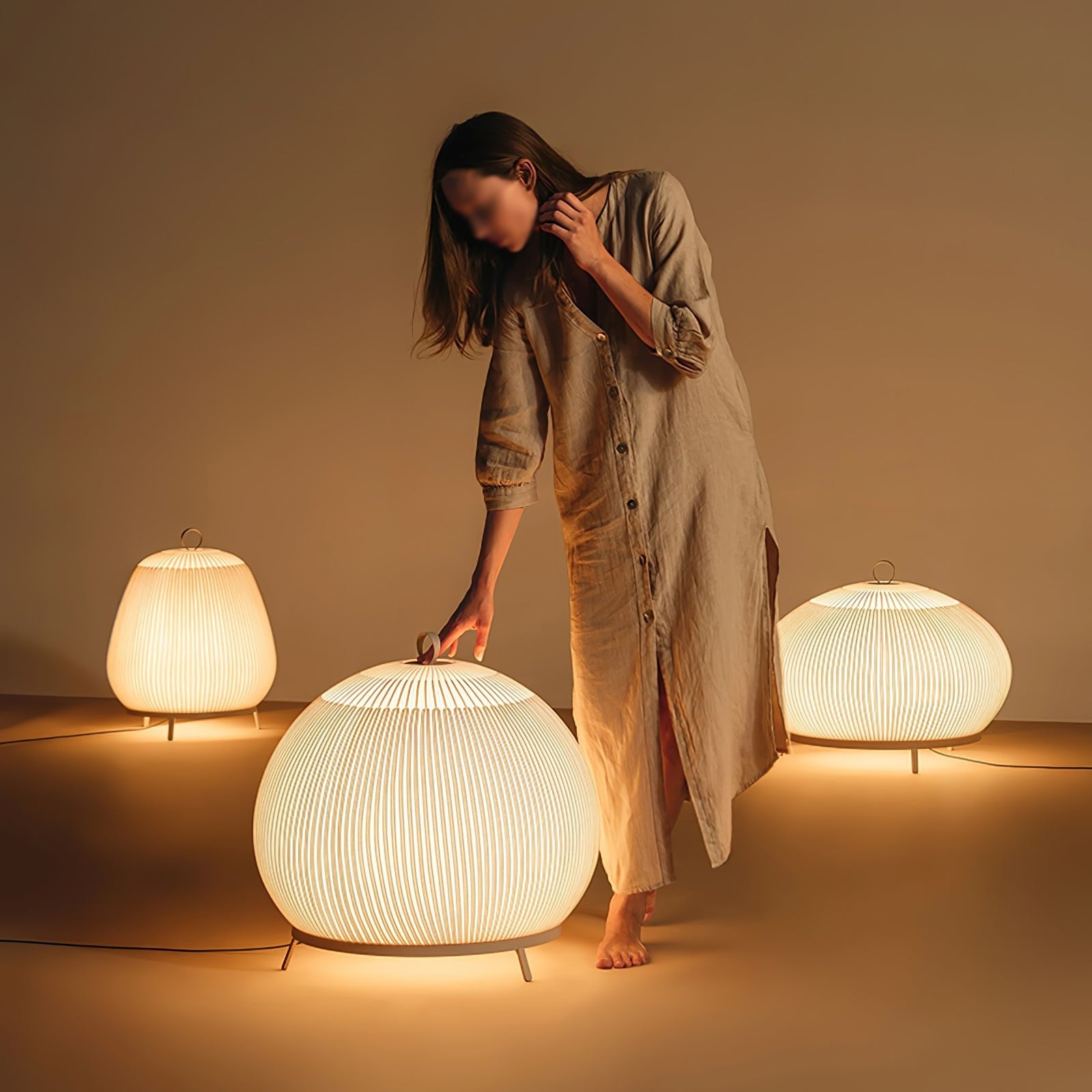Modern Lantern Knit Table Lamp - Handmade Rattan Woven Nightstand Light for Bedroom, Living Room, Nursery - Cozy Ambient Lighting for Home Decor