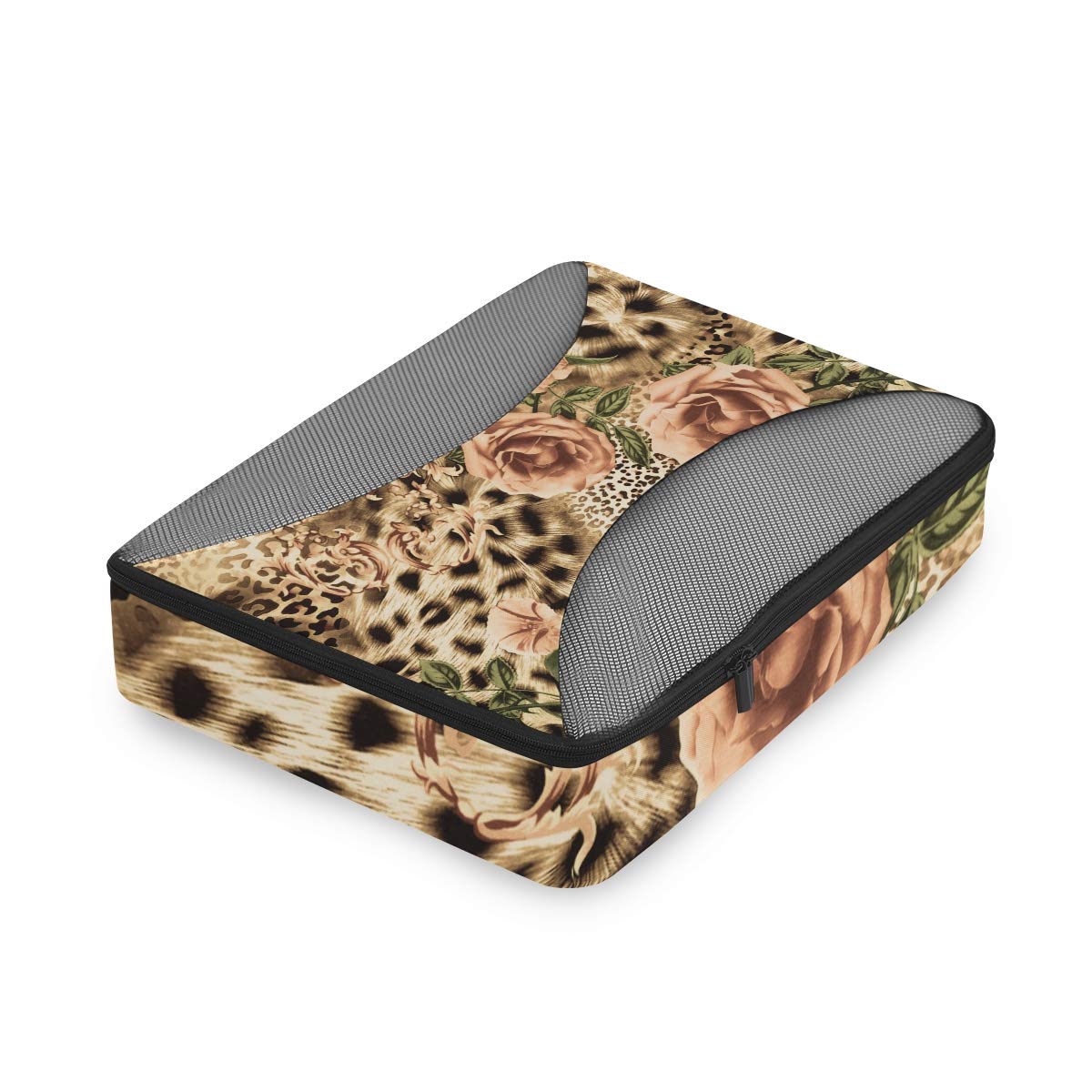Animal Leopard Print Packing Cubes 4-Piece Set - Mesh Travel Organizers for Luggage & Suitcase Storage | Perfect for Vacation, Business Trips & Weekend Getaways