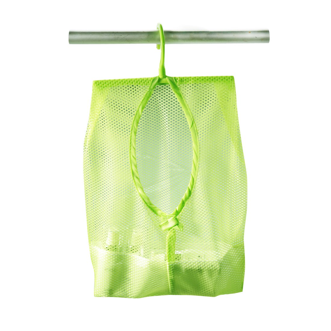 Andux 3-Pack Colorful Mesh Hanging Storage Bags - Shower Organizer, Closet Hamper, Clothes Collection with Clips (Green, SNWD-01) - Perfect for Bathroom, Laundry Room & Dorm Organization