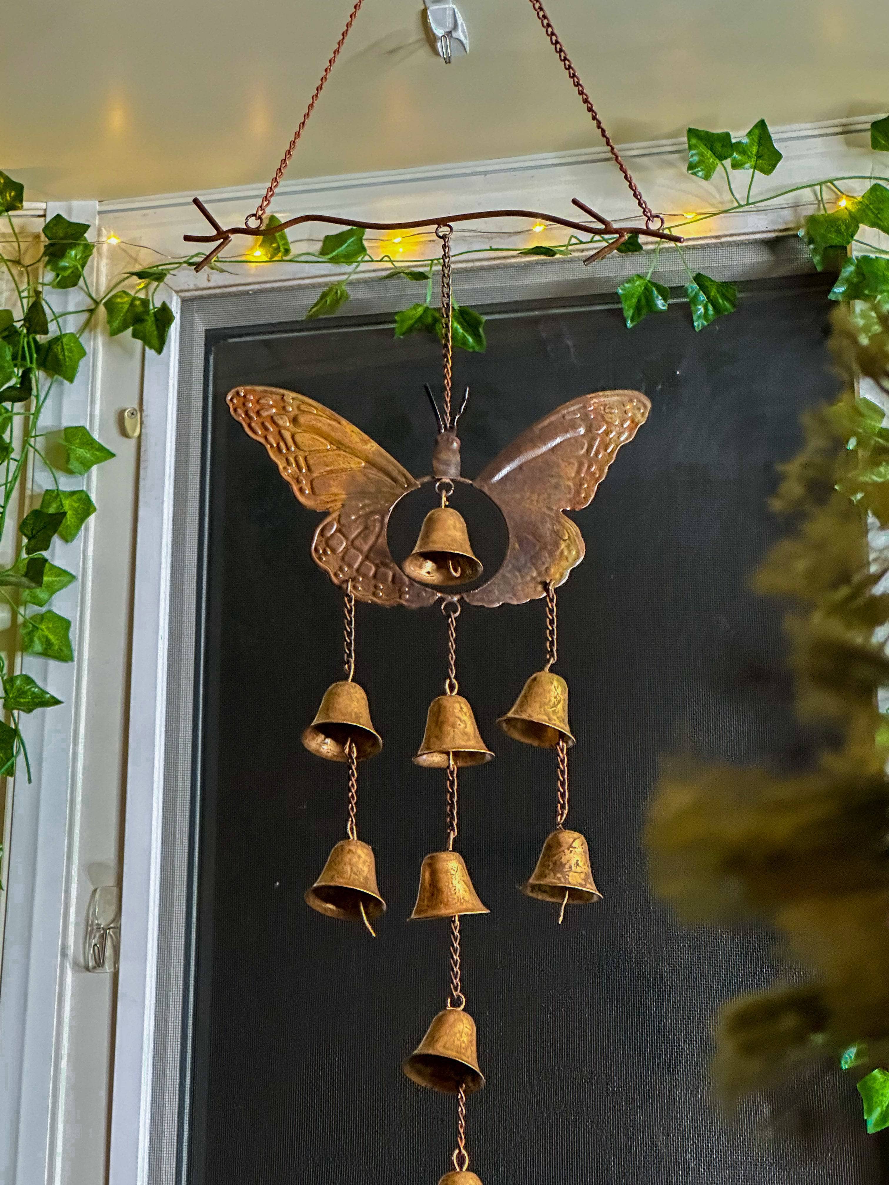 Butterfly Wind Chime with Bells - Outdoor Garden Decor, Patio Hanging Ornament for Relaxation & Feng Shui