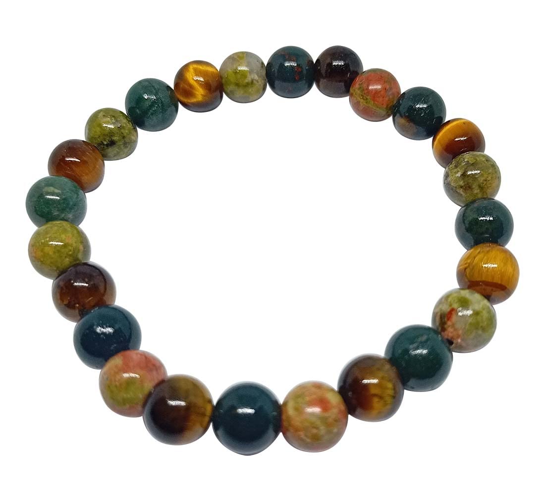 Handmade Adjustable Tibetan Silver Tiger Eye Bloodstone Jasper Stretch Bracelet for Women & Men - Fashion Jewelry Gift for Yoga, Meditation & Spiritual Healing