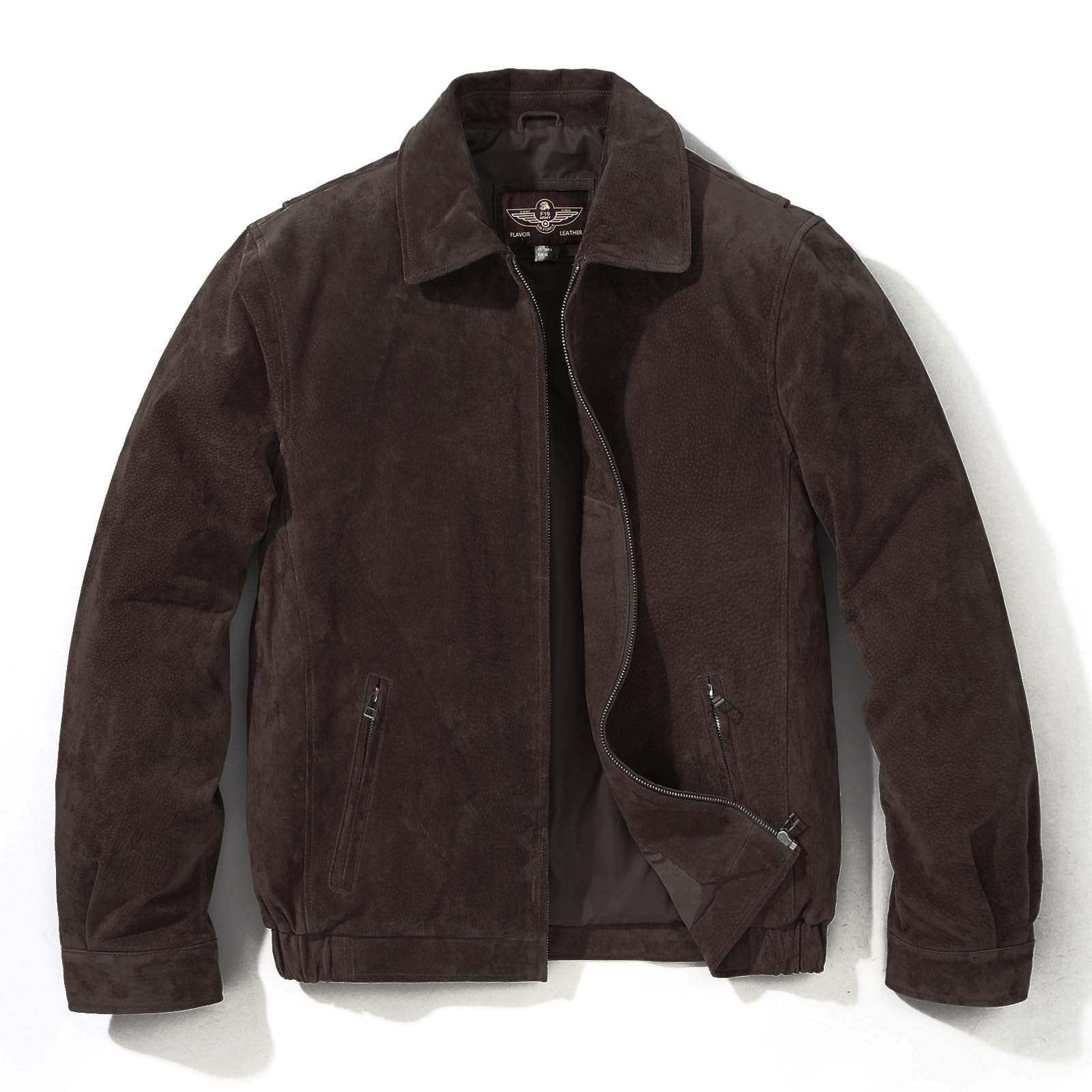 FLAVOR Men's Suede Leather Bomber Jacket - Stylish Casual Coat for Men | Perfect for Fall, Winter & Outdoor Activities