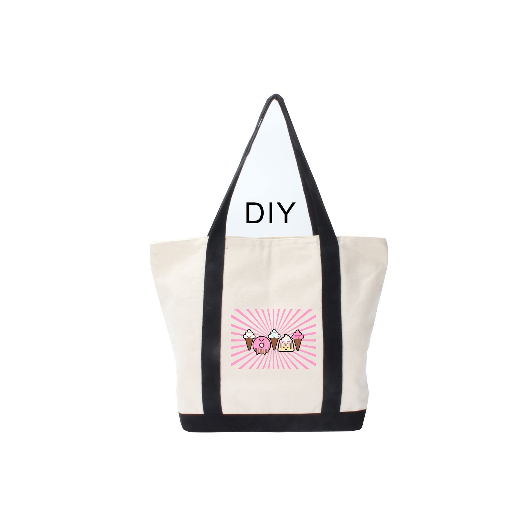 Heavy Duty Canvas Tote Bags - 3 Pack Zippered Reusable Grocery Shopping Bags, 16.5