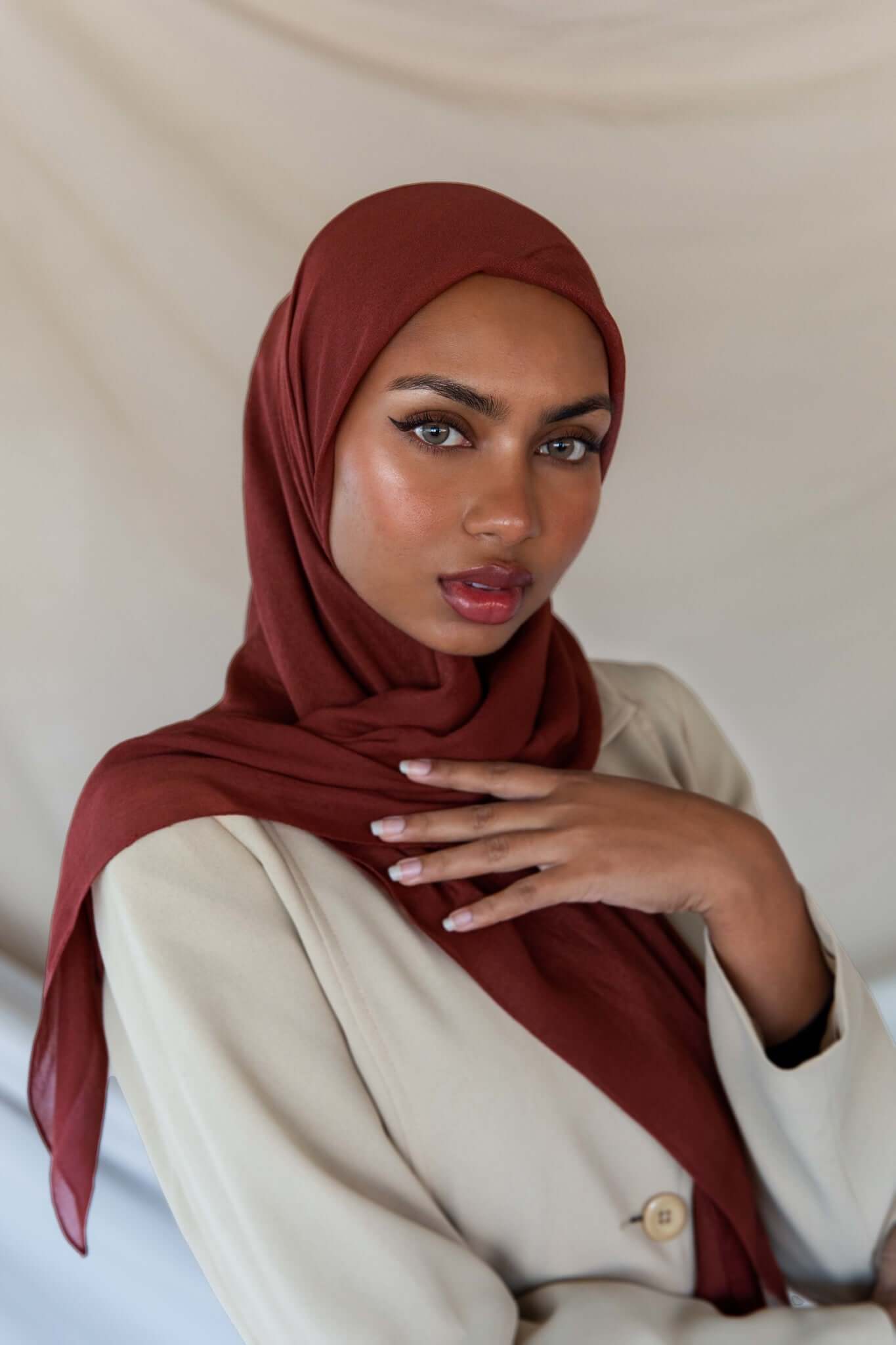Sunset Mahogany Silk Chiffon Fabric - Premium Soft & Flowy Material for Dresses, Scarves & Home Decor