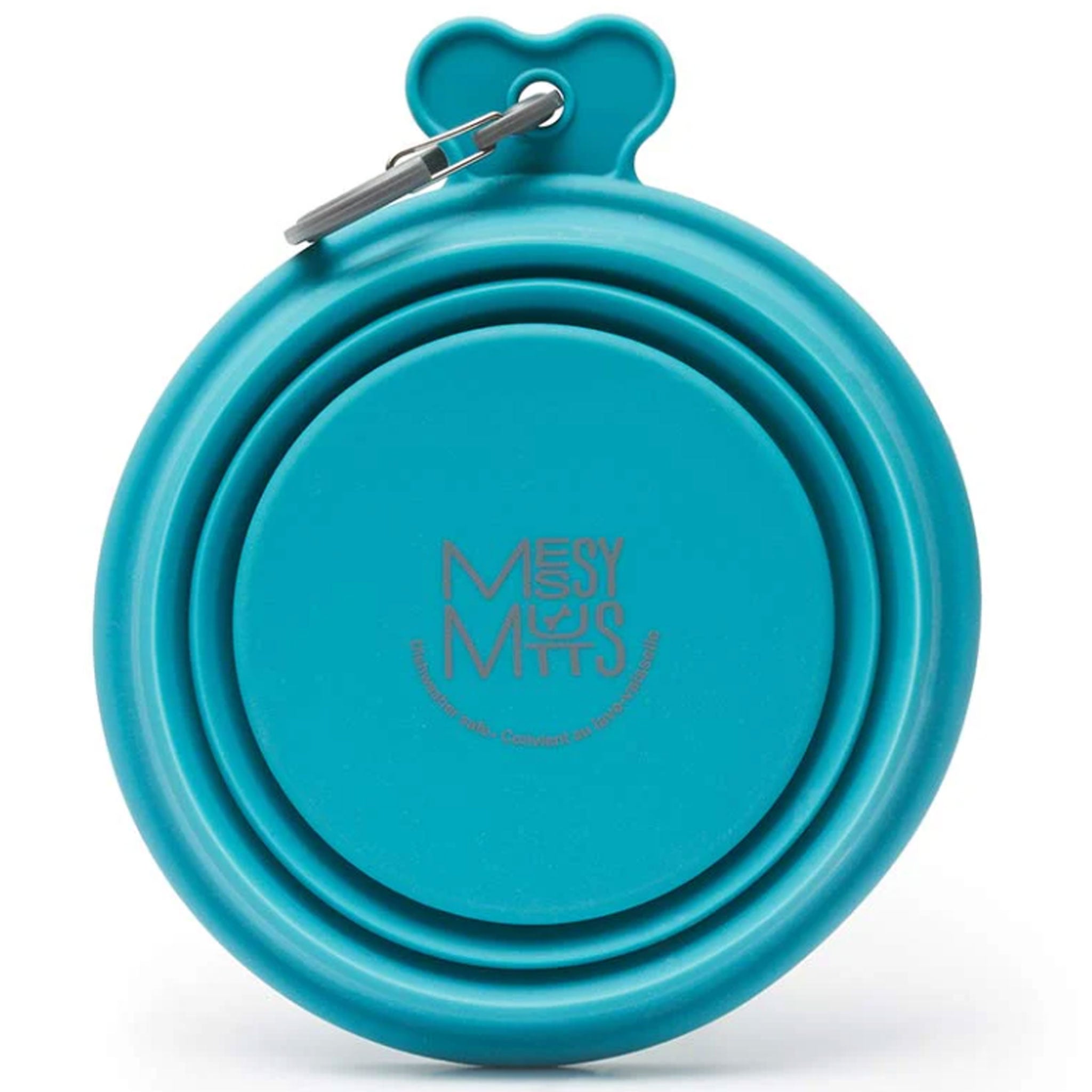 Messy Mutts Collapsible Dog Bowl - Portable Silicone Travel Pet Food & Water Dish for Hiking, Camping & Outdoor Adventures (Blue)