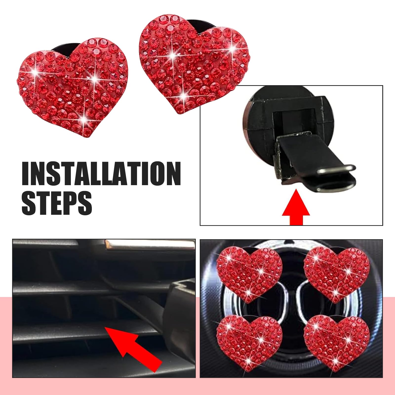 4 PCS Rhinestone Car AC Vent Clips - 1.07