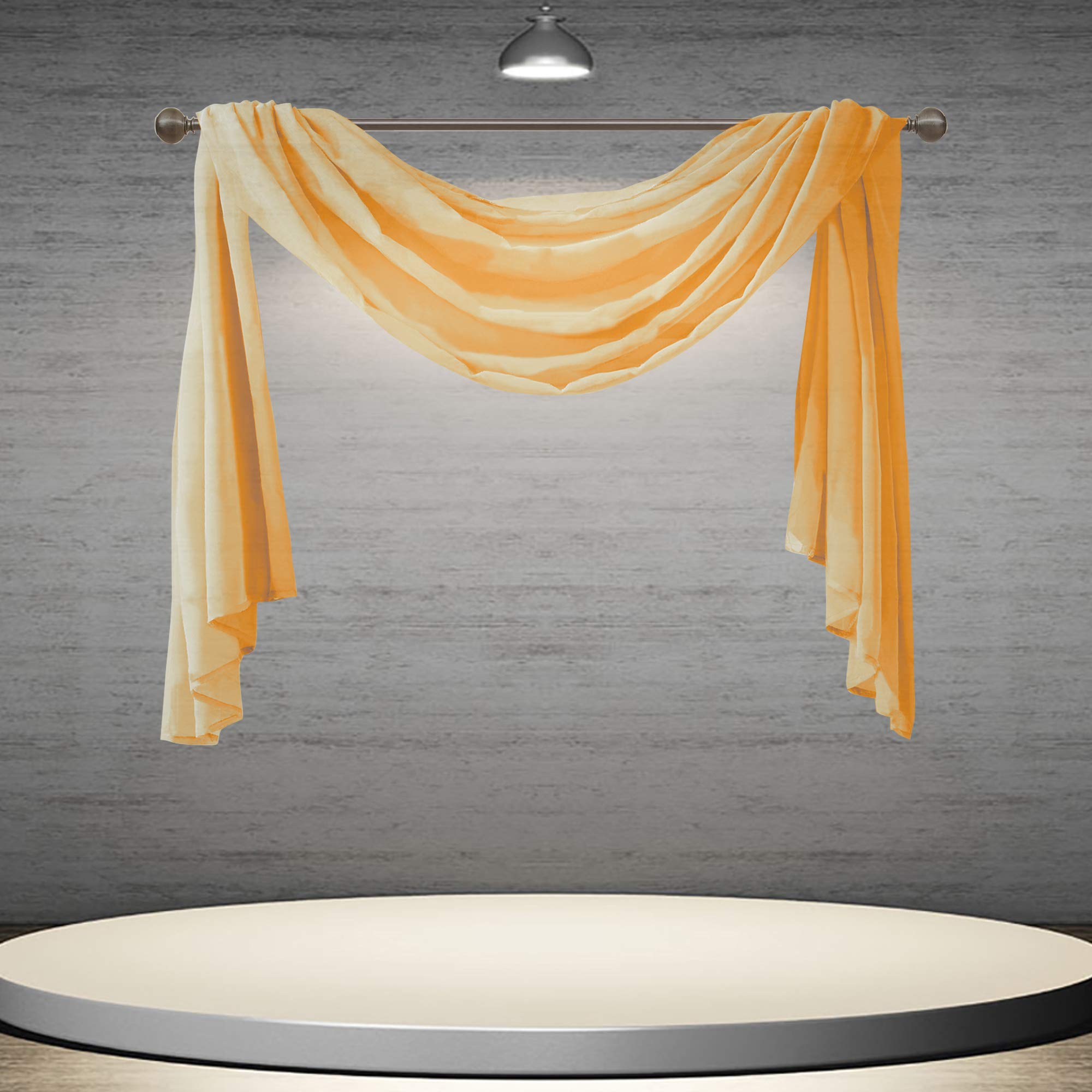 Amber Yellow Sheer Voile Curtains - 52x144 Inch Semi-Sheer Scarf Valance for Windows, Living Room & Bedroom - Elegant Home Decor & Wedding Decoration (1 Pack)
