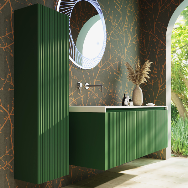 Belbagno Rimini Wall Mounted Bathroom Vanity in Rainforest Green - Modern Floating Sink for Small Bathrooms & Powder Rooms