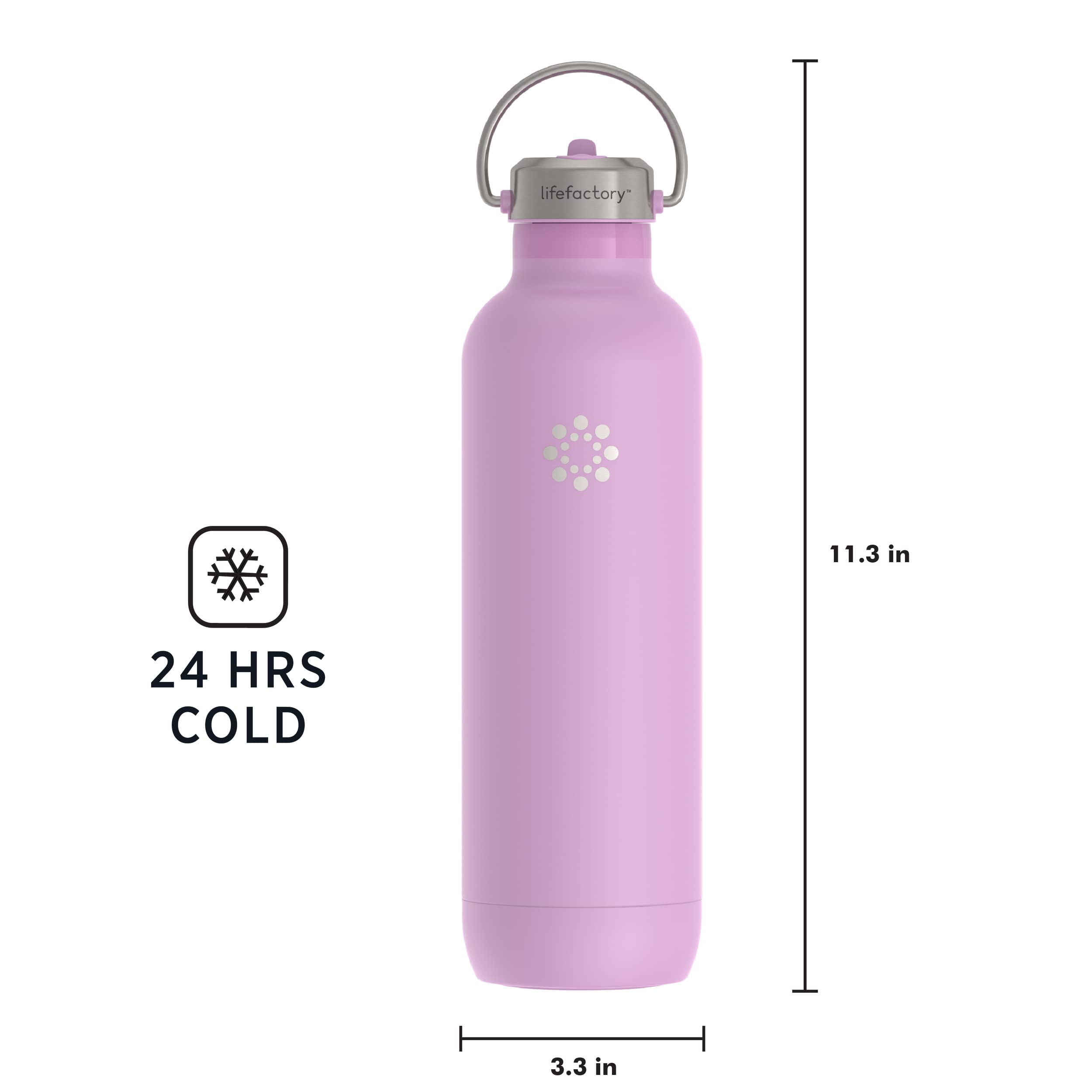 Lifefactory 32oz Stainless Steel Vacuum Insulated Water Bottle with Straw Lid - Leakproof BPA-Free Sports Drink Bottle for Gym, Hiking & Outdoor Activities - Pink
