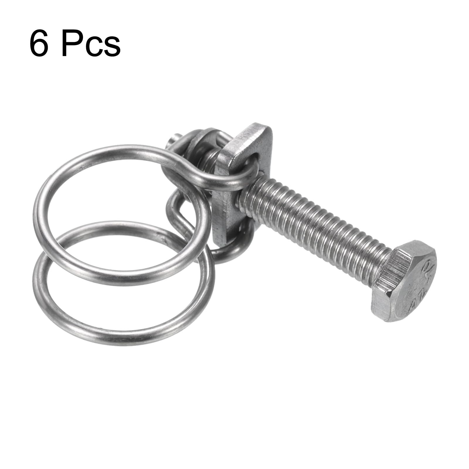 uxcell 6Pcs Double Wire Hose Clamp, 16-19mm Adjustable Stainless Steel Hose Clips with M6 Bolt for Dust Collection, Pump & Pipe Hoses - Perfect for Home Plumbing, Automotive & Industrial Applications