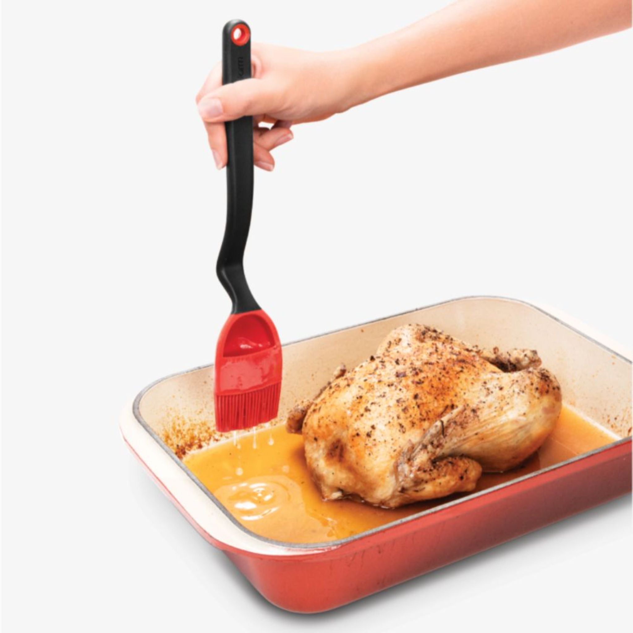 DreamFarm Nylon/Silicone Basting Brush - Red Brizzle (SH DFBR4120 RD) - Perfect for Grilling, Roasting & Baking - Kitchen Essential for BBQ, Pastry & Meat Glazing