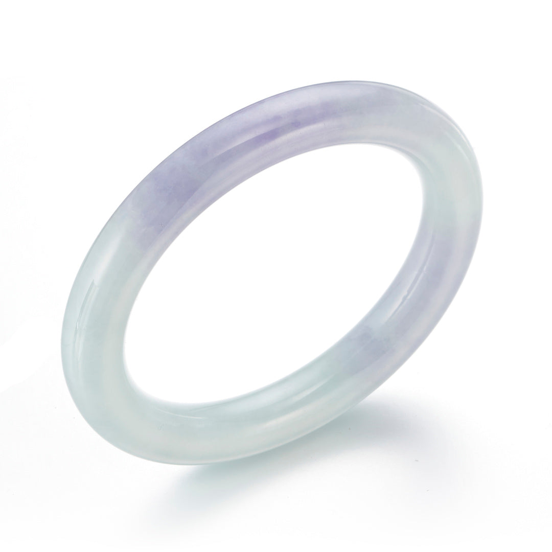 57mm Translucent Lavender Green Jade Bangle Bracelet - Elegant Handmade Gemstone Jewelry for Women, Perfect for Weddings, Parties & Everyday Wear