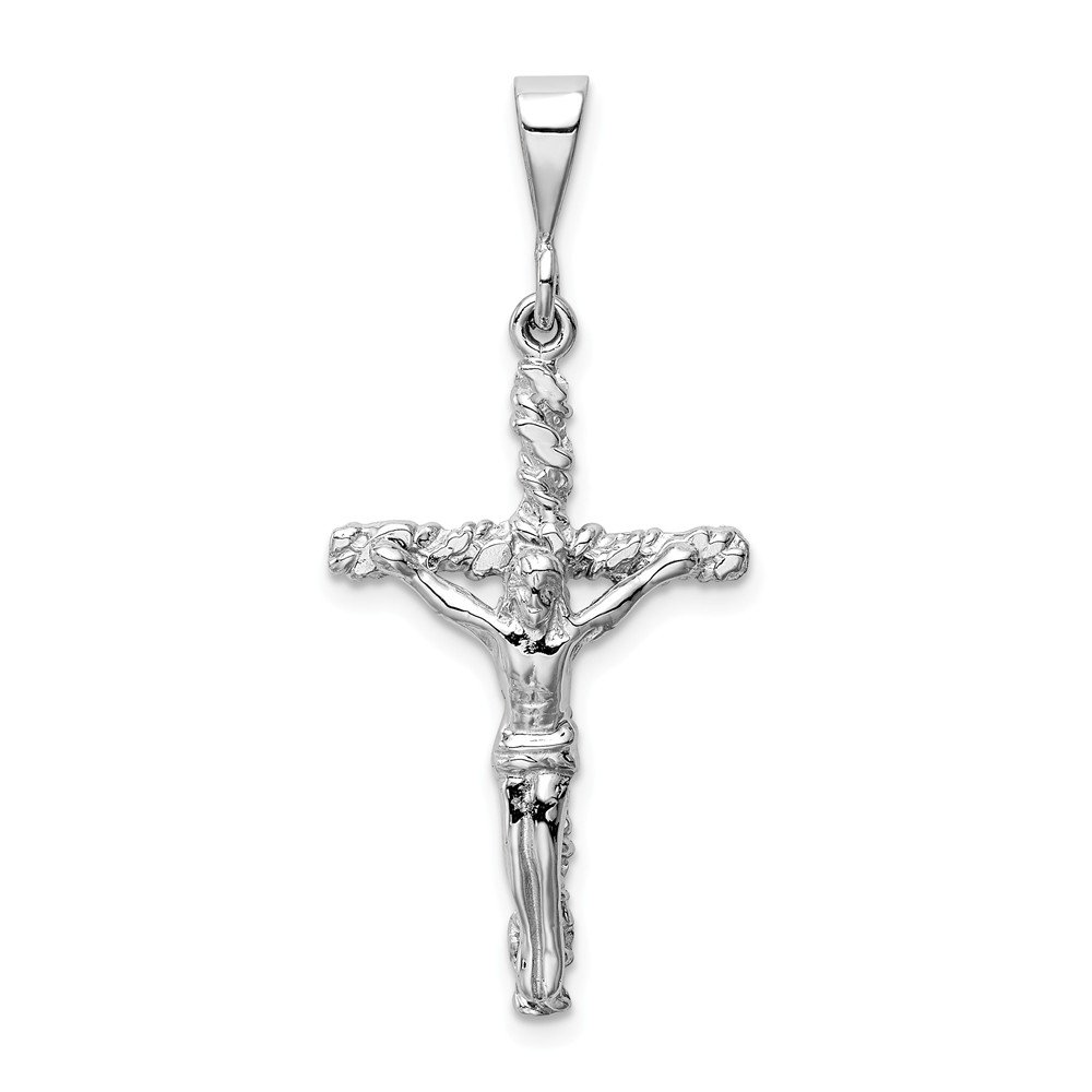 14K White Gold Crucifix Charm Pendant - 14KT Solid Gold Religious Jewelry for Men & Women - Perfect for Gifts, Baptism, First Communion & Everyday Wear