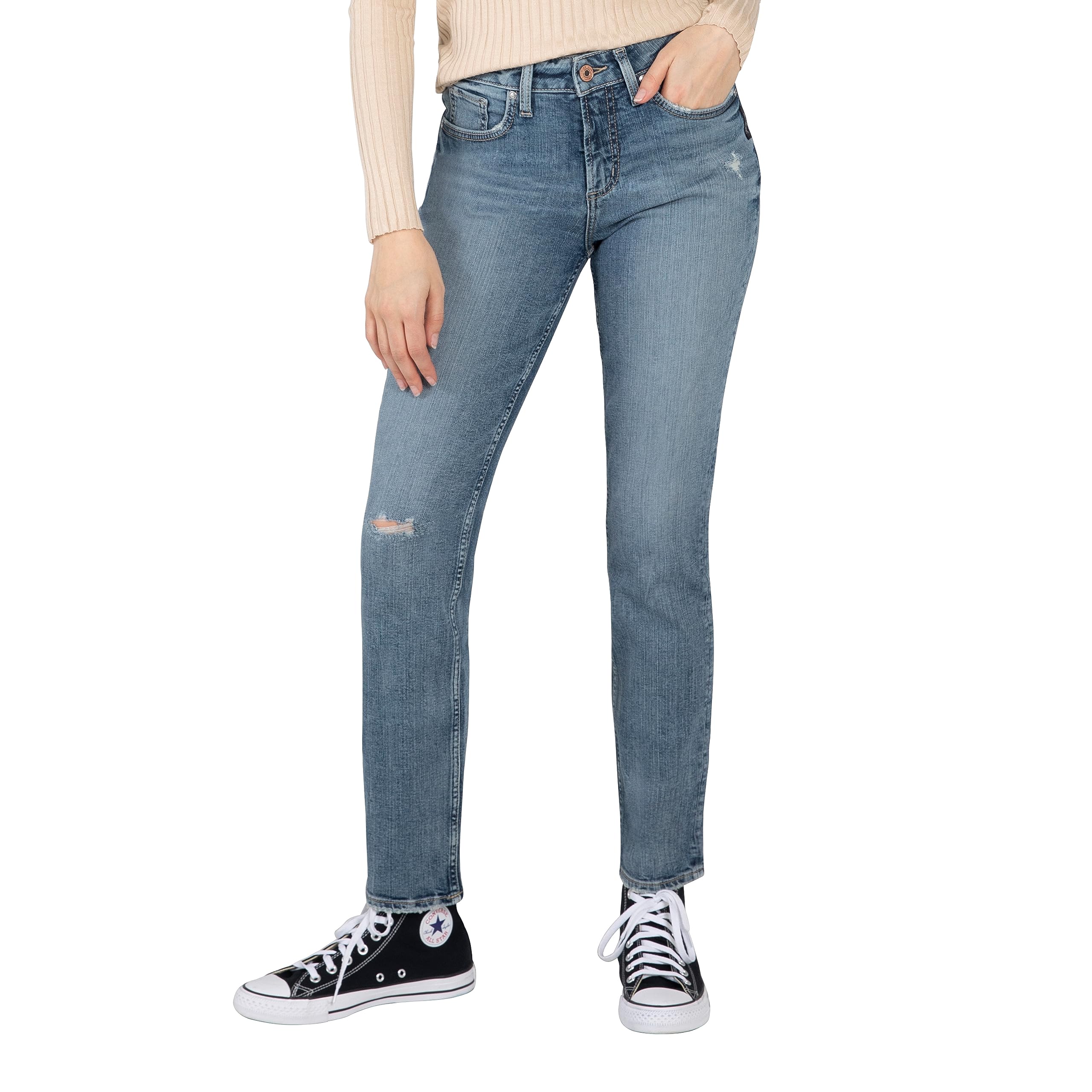 Silver Jeans Co. Women's Avery High Rise Straight Leg Jeans - Comfortable & Stylish Denim Pants for Casual Wear, Office & Everyday Outfits