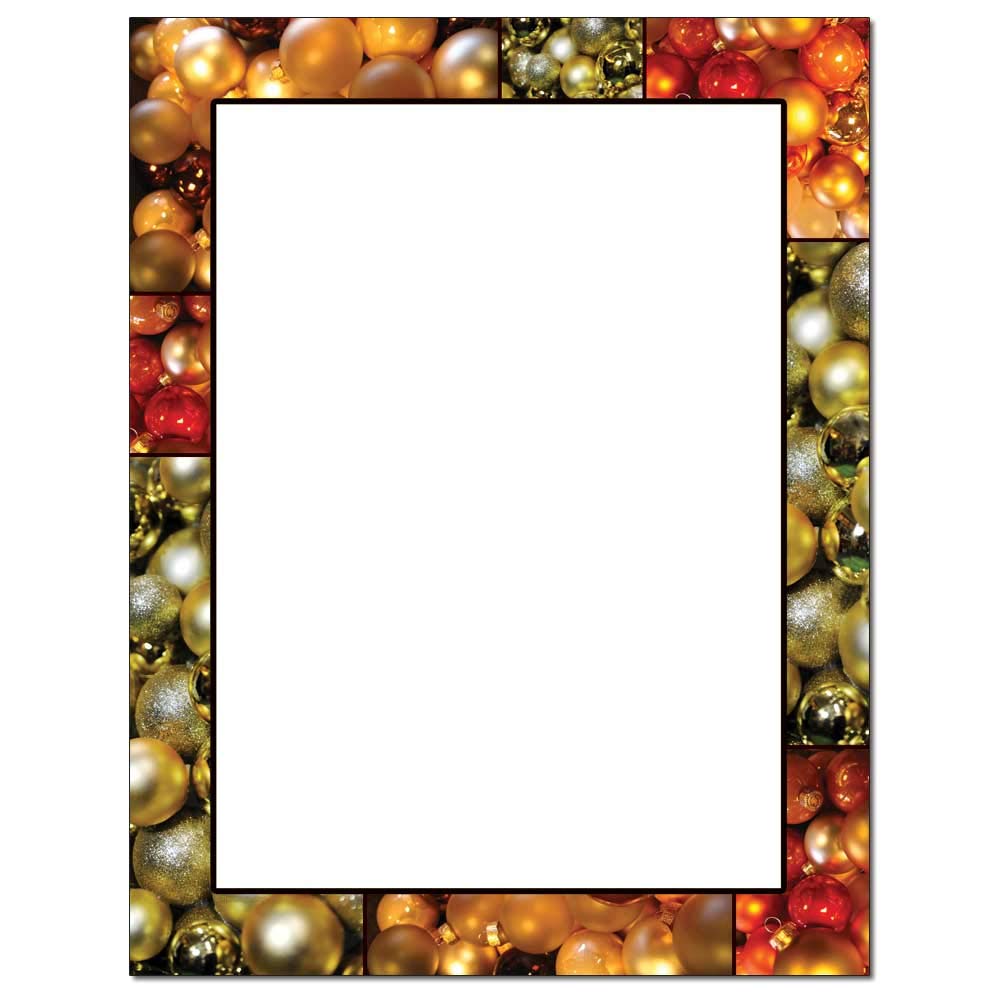 Christmas Baubles Letterhead Laser & Inkjet Printer Paper (100 Sheets) - Premium Holiday Stationery for Greeting Cards, Gift Tags & Festive Decorations