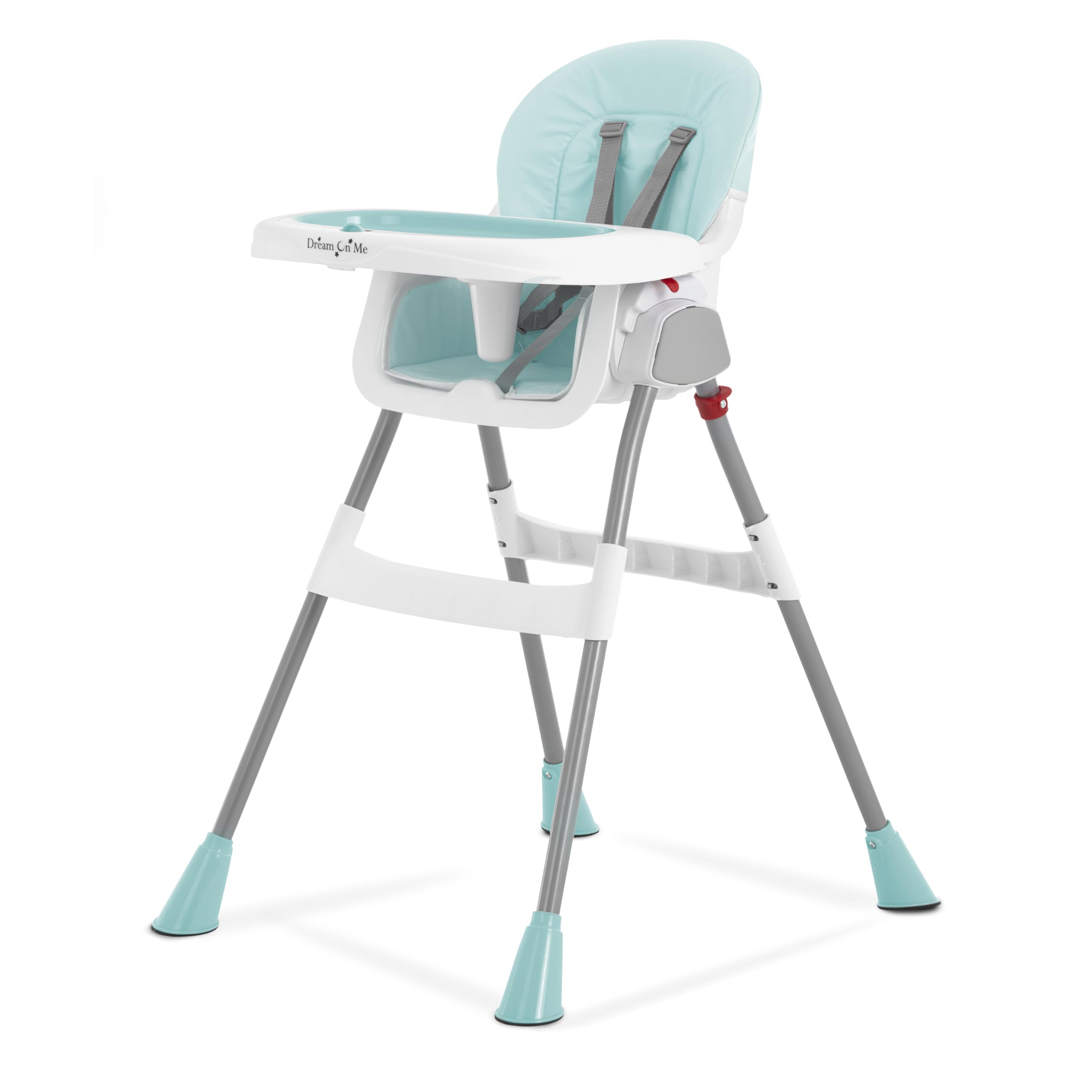 Dream On Me 2-in-1 Portable High Chair with Adjustable Height - Aqua Baby Dining Chair with Removable Tray | Lightweight & Easy Clean for Home, Travel & Outdoor Use