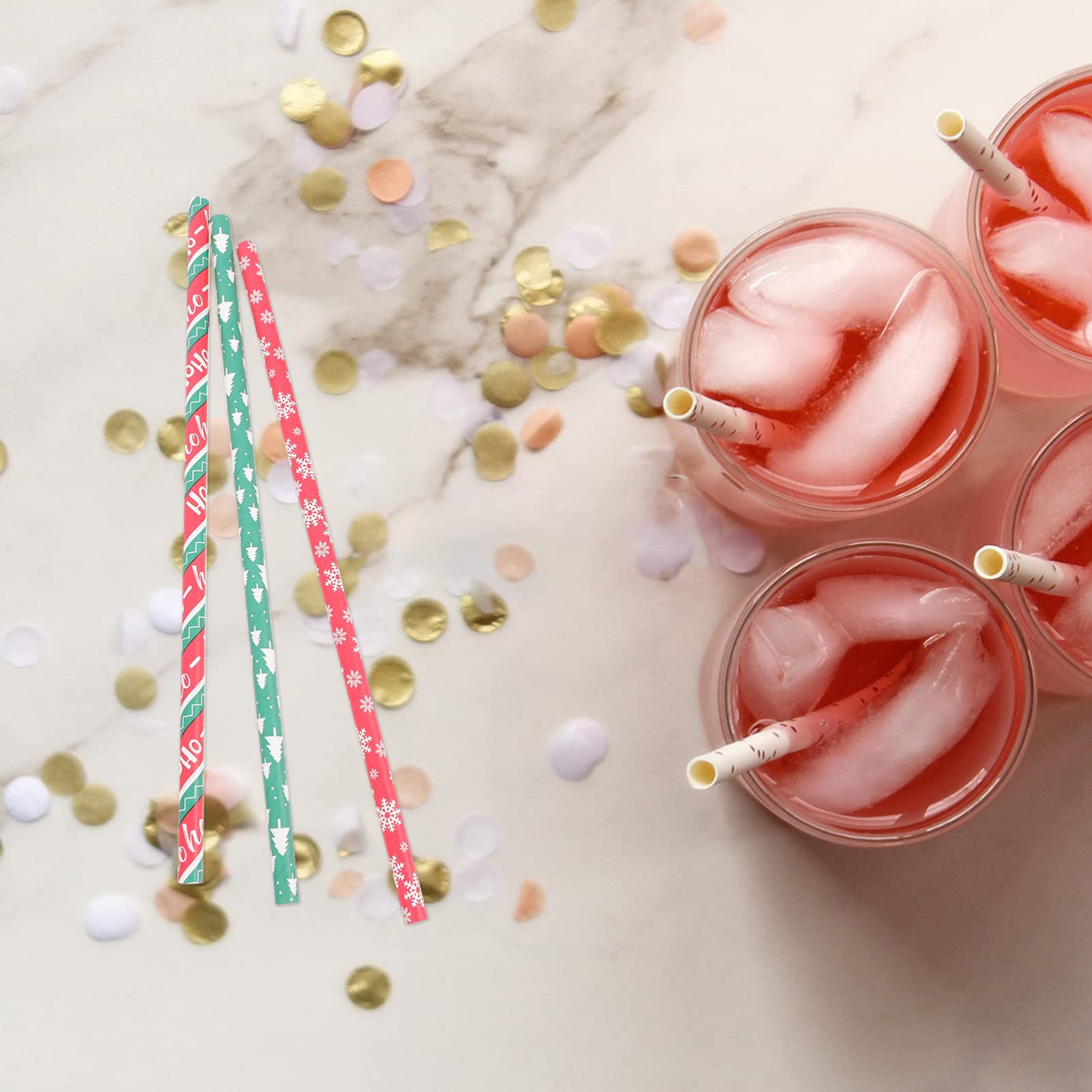 200pcs Christmas Paper Straws - Eco-Friendly Disposable Beverage Straws for Xmas Party, Holiday Drinks, Kids Banquet & Seasonal Celebrations | Red & Green Decorative Party Supplies