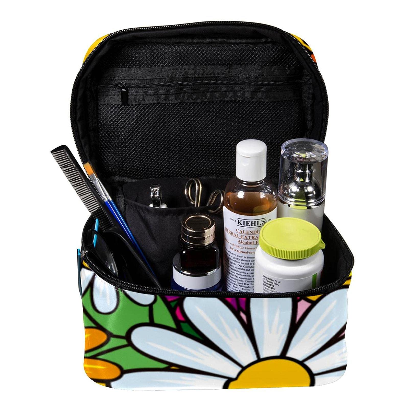 Floral Pattern Travel Makeup Bag - Large Cosmetic Organizer with Zipper for Women & Girls | Perfect for Vacation, Gym & Daily Essentials Storage
