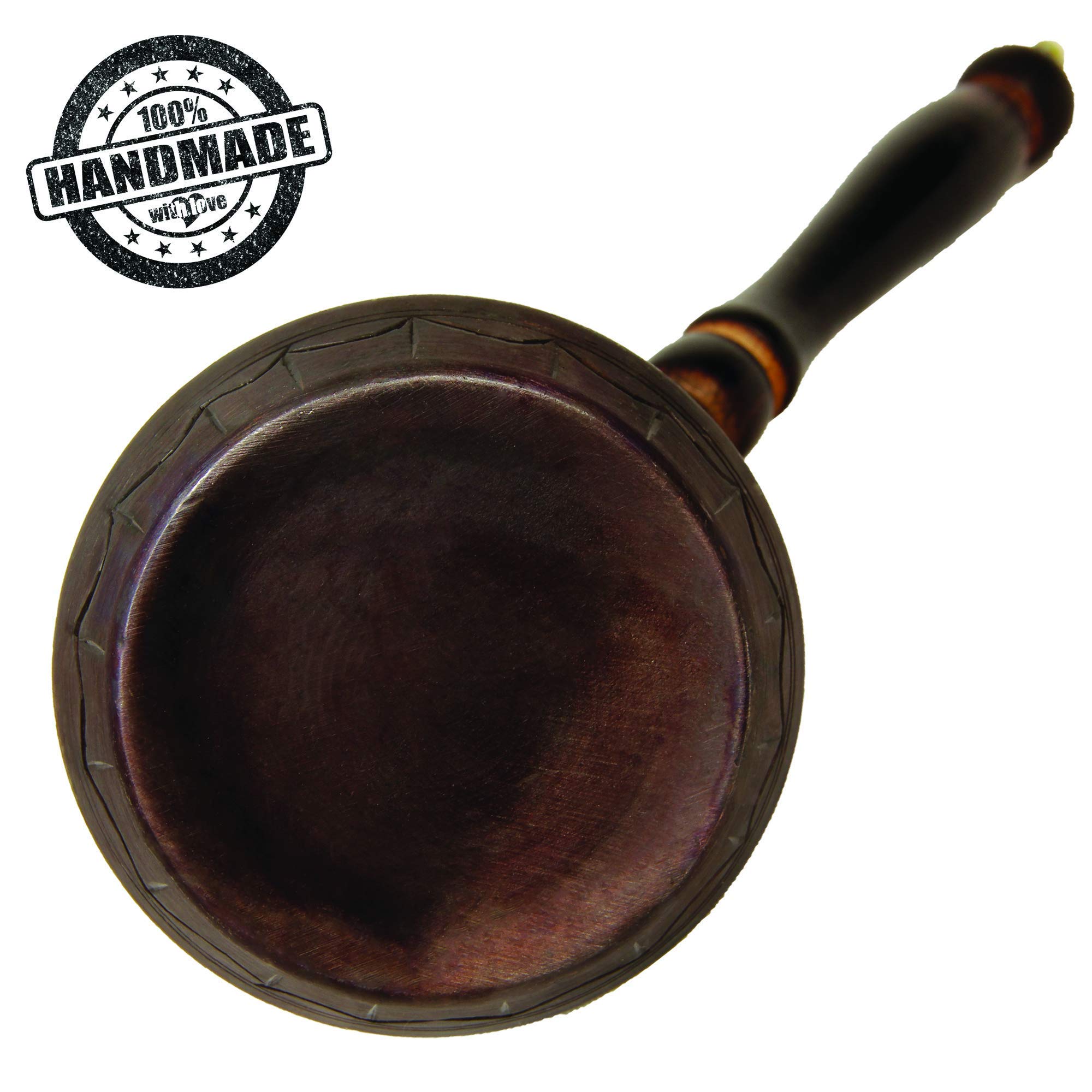 Handcrafted Turkish Copper Coffee Pot with Wooden Handle - Stovetop Coffee Maker for Turkish, Greek & Arabic Coffee - Premium Antique Copper Design Serves 5-6 People - Perfect for Home Brewing, Gifts & Traditional Coffee Ceremonies