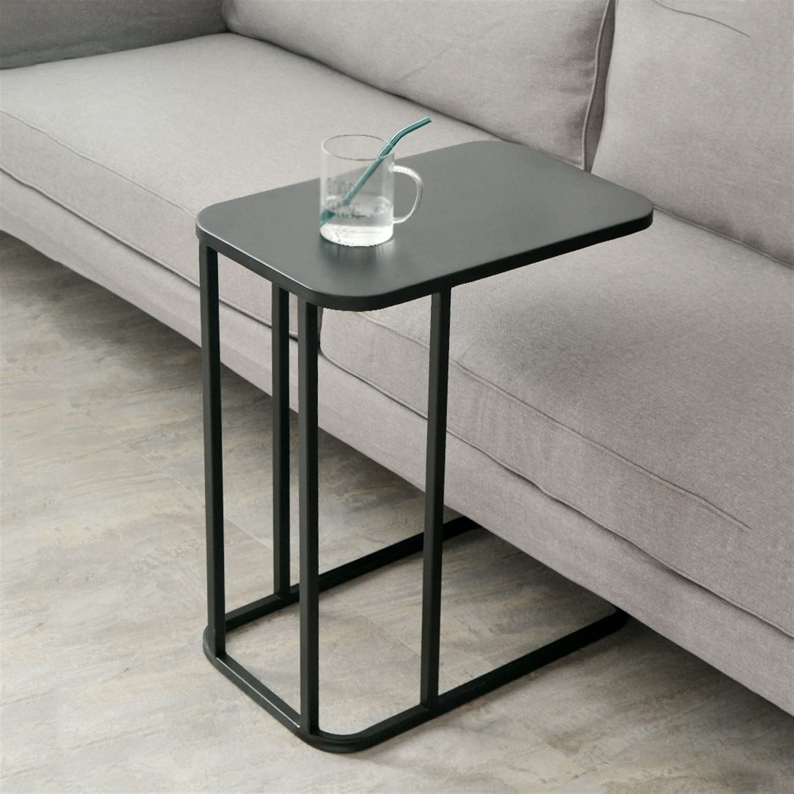 Modern Round Coffee Table - Light Luxury C-Shaped Metal Side Table for Living Room, Bedroom & Office - Stylish Small End Table with Glass Top for Home Decor & Salon Furniture