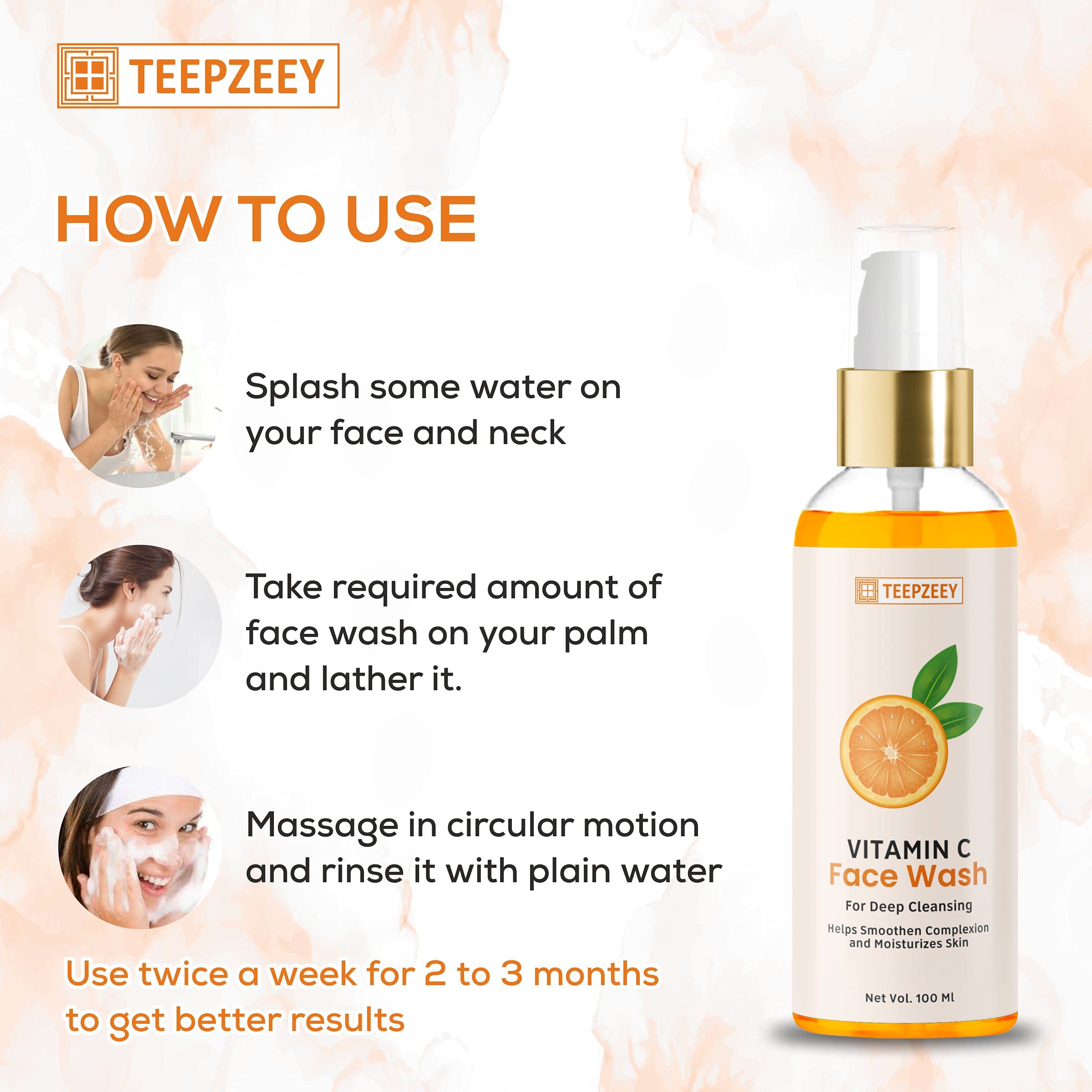 Teepzeey Salicylic Acid Face Serum for Acne, Blackheads & Open Pores (40ml) & Vitamin C Face Wash for Deep Cleansing (100ml) - Skincare Combo for Clear, Glowing Skin - Perfect for Daily Acne Treatment & Brightening Routine